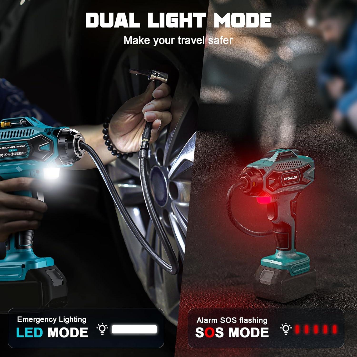 Compresor de Aire Portátil LIVOWALNY 160 PSI para Batería Makita 18V