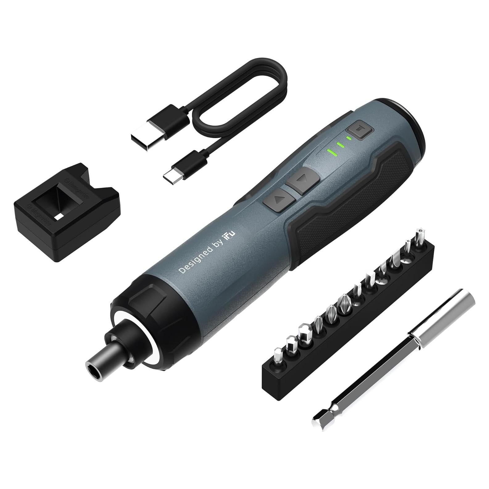 Destornillador Eléctrico Inalámbrico iFu con 12 Puntas y Luz LED