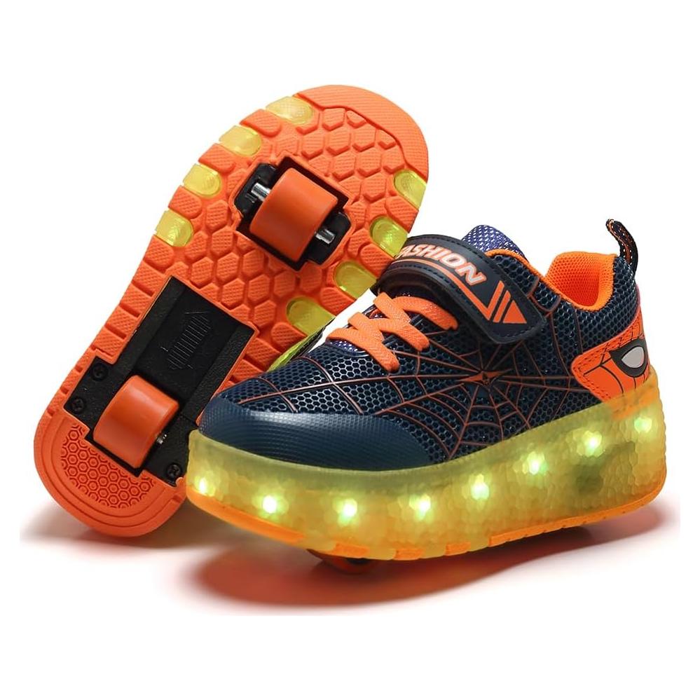 Zapatos de Rodillo BFOEL LED Niños 6-14 Años Azul-Naranja