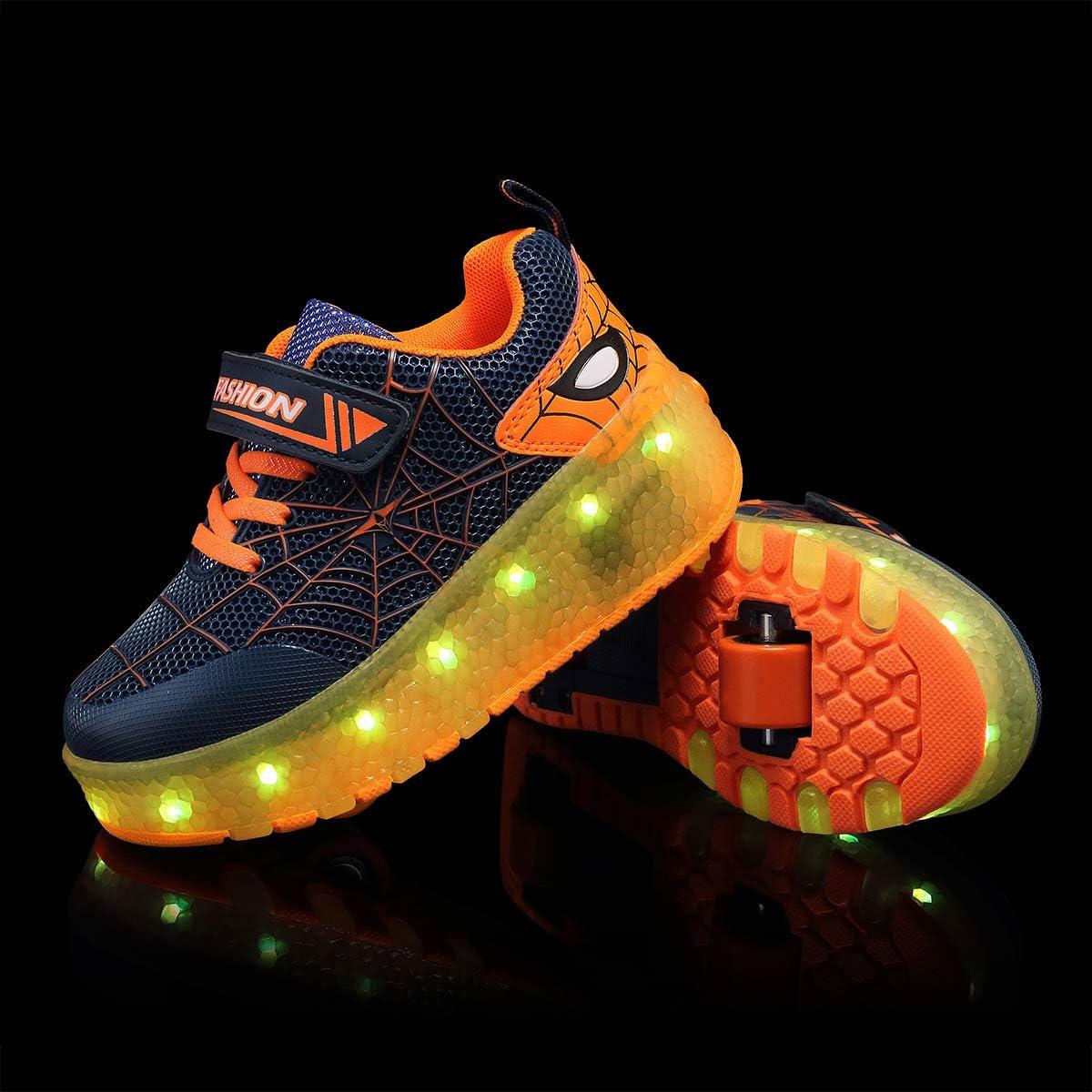 Zapatos de Rodillo BFOEL LED Niños 6-14 Años Azul-Naranja