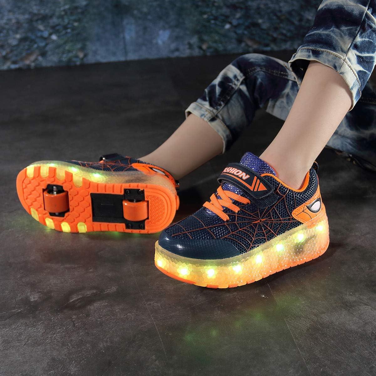 Zapatos de Rodillo BFOEL LED Niños 6-14 Años Azul-Naranja