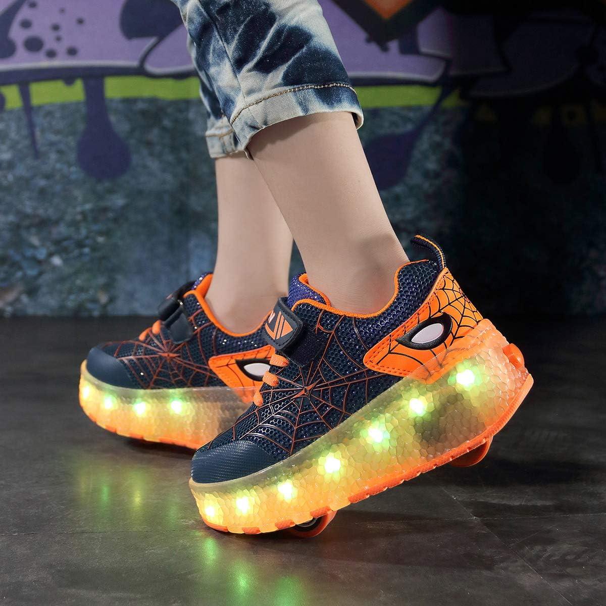 Zapatos de Rodillo BFOEL LED Niños 6-14 Años Azul-Naranja