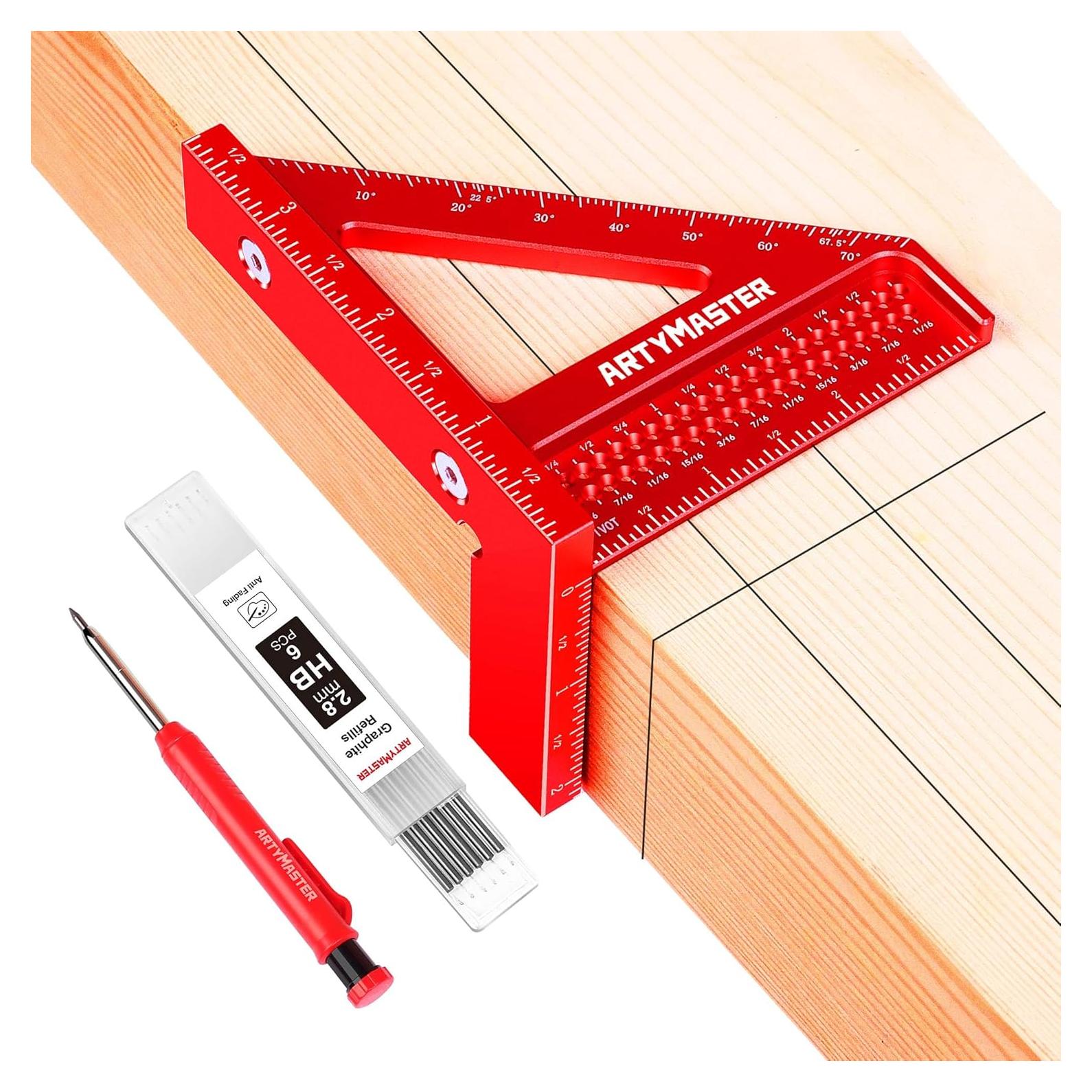 Regla Cuadrada Multi-Angulo 3D ArtyMaster 9.7 cm + Lápiz