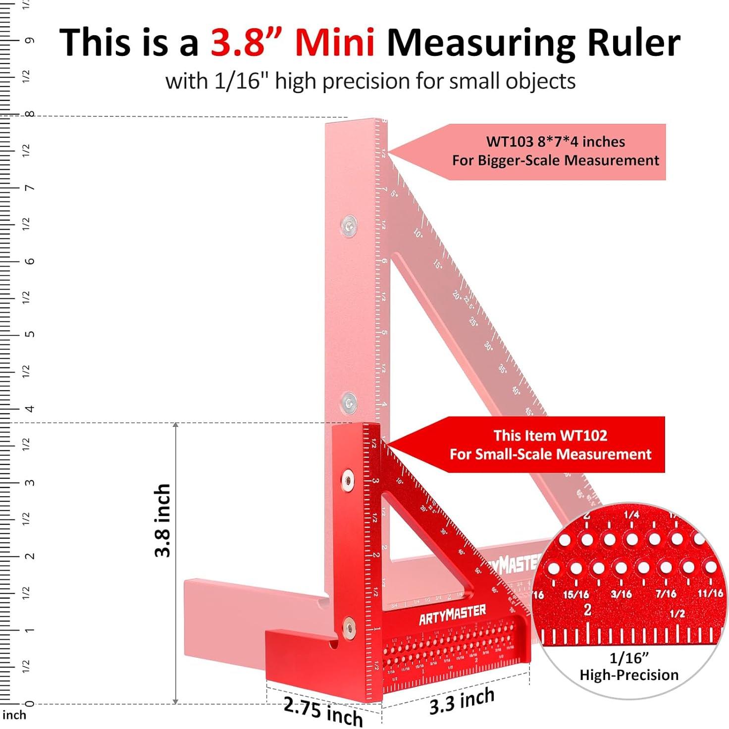 Regla Cuadrada Multi-Angulo 3D ArtyMaster 9.7 cm + Lápiz