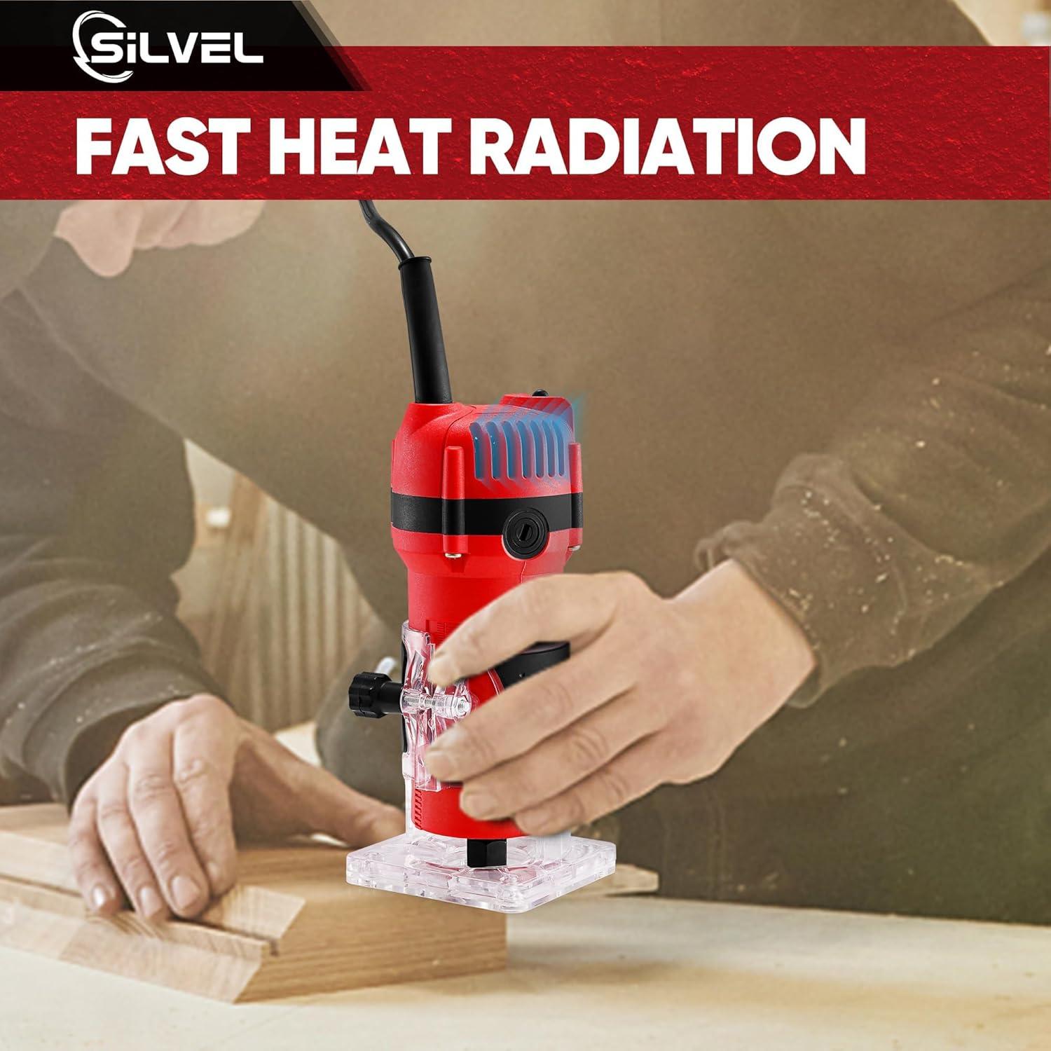 Fresadora de Madera SILVEL 800W 1.25HP 30000RPM con Accesorios