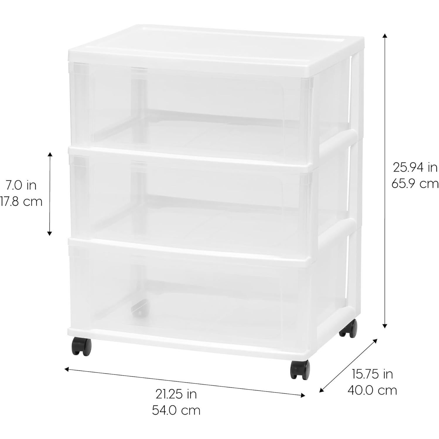Carro de Almacenamiento IRIS USA, 3 Cajones, Blanco