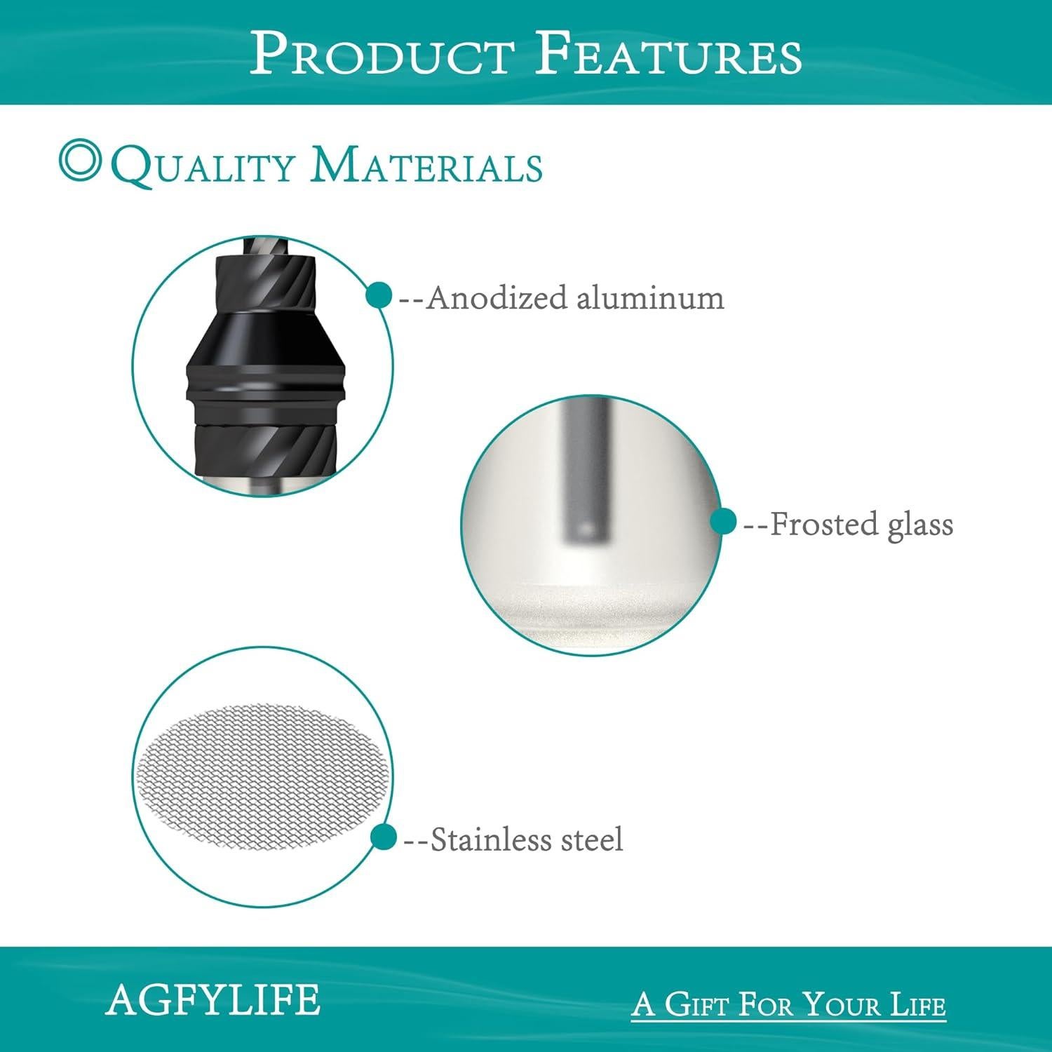 Hookah Portátil AGFYLIFE Mini de Vidrio y Aluminio - Negra