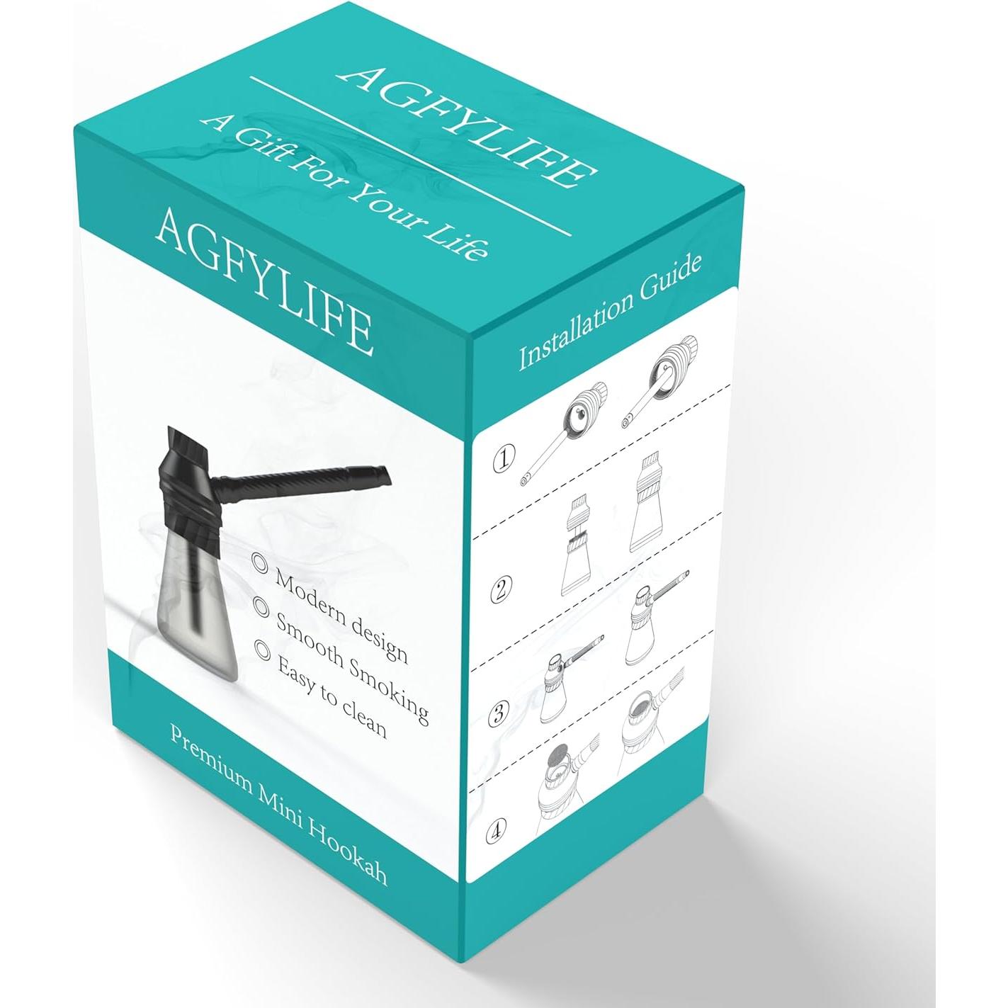 Hookah Portátil AGFYLIFE Mini de Vidrio y Aluminio - Negra