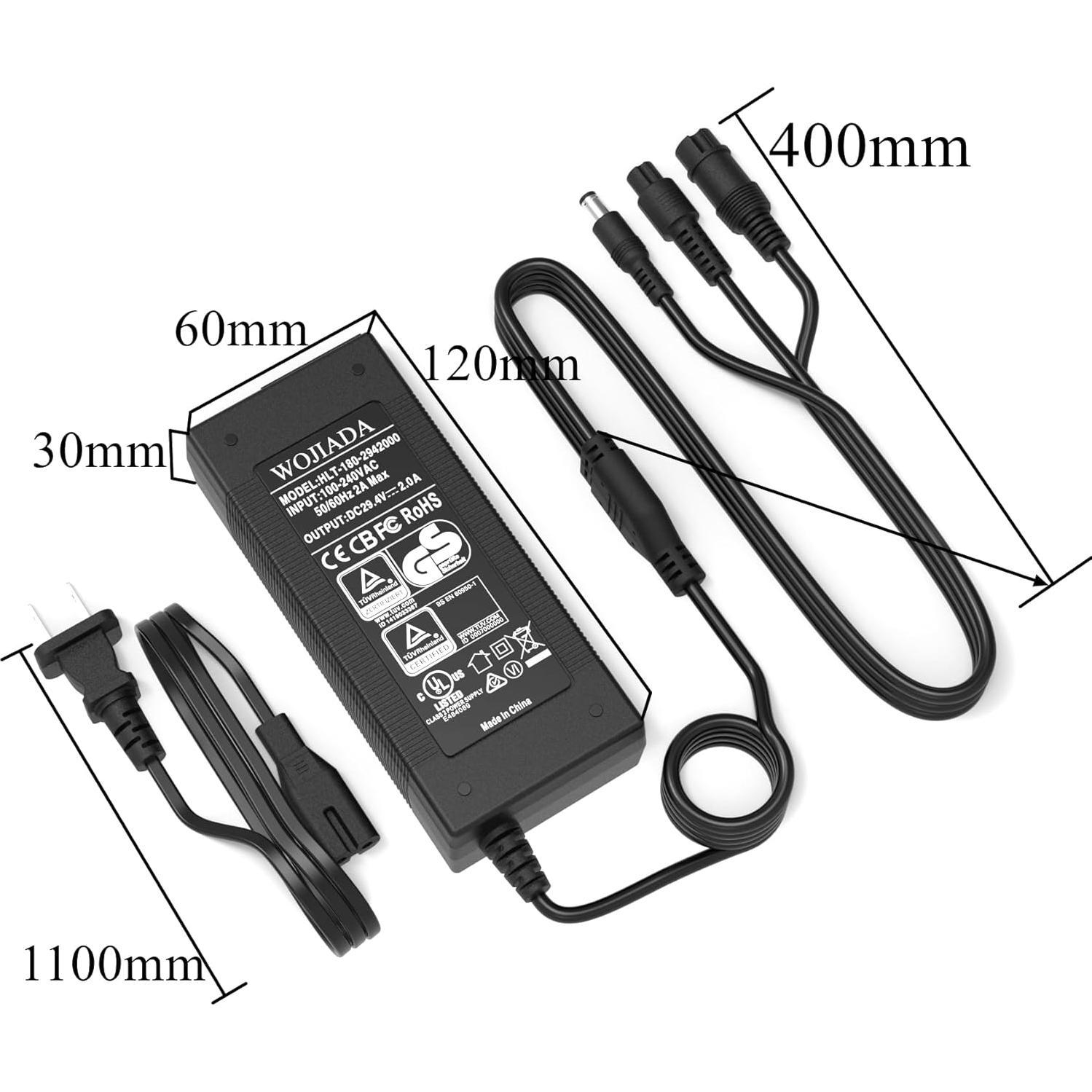 Cargador de Scooter Eléctrico WOJIADA 29.4V 2A 3-en-1