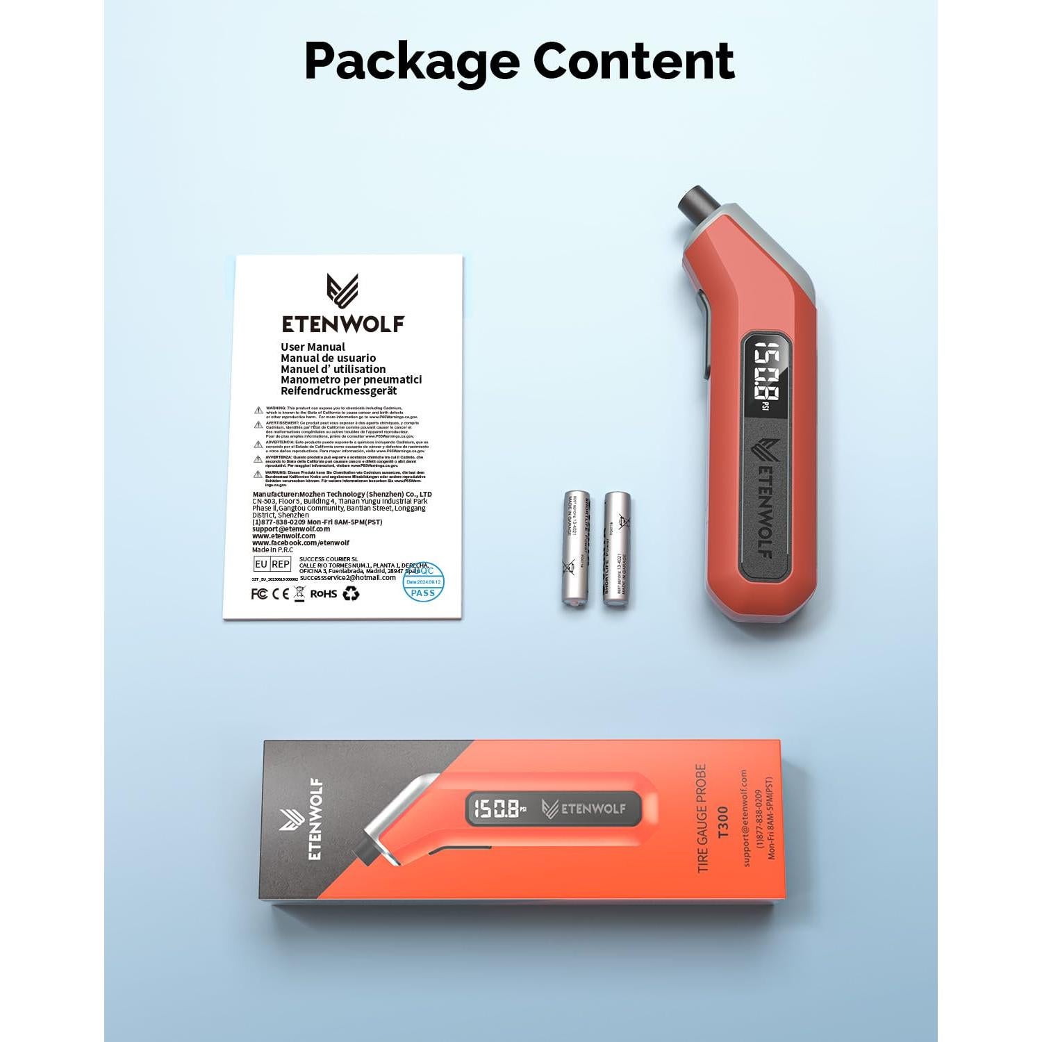 ETENWOLF Medidor Digital de Presión de Neumáticos 3-200 kPa