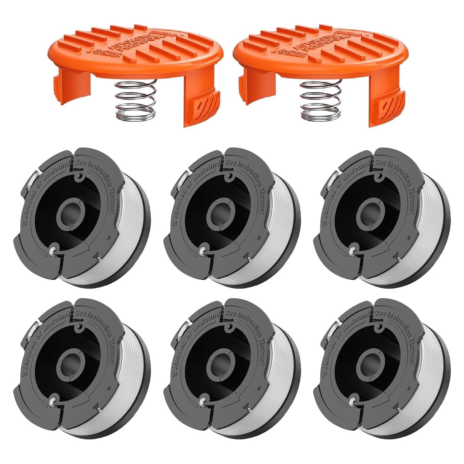 6 Pack AF100 Replacement Spool，Compatible Black and Decker Weed Eater String，30ft 0.065" Automatic Feed Trimmer line，Replacement Spool for Black and Decker Trimmer.