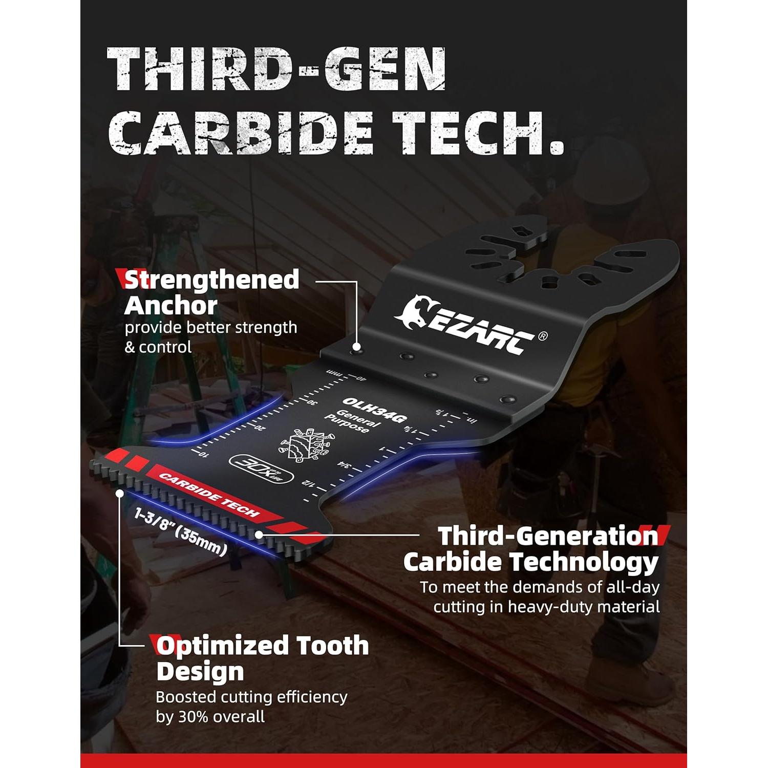 Cuchillas Oscilantes de Carburo EZARC 3 Piezas para Metal y Madera