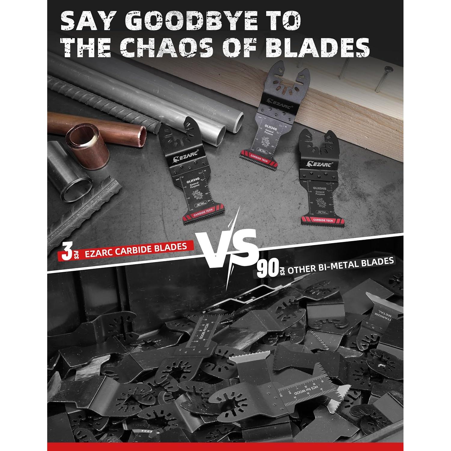 Cuchillas Oscilantes de Carburo EZARC 3 Piezas para Metal y Madera