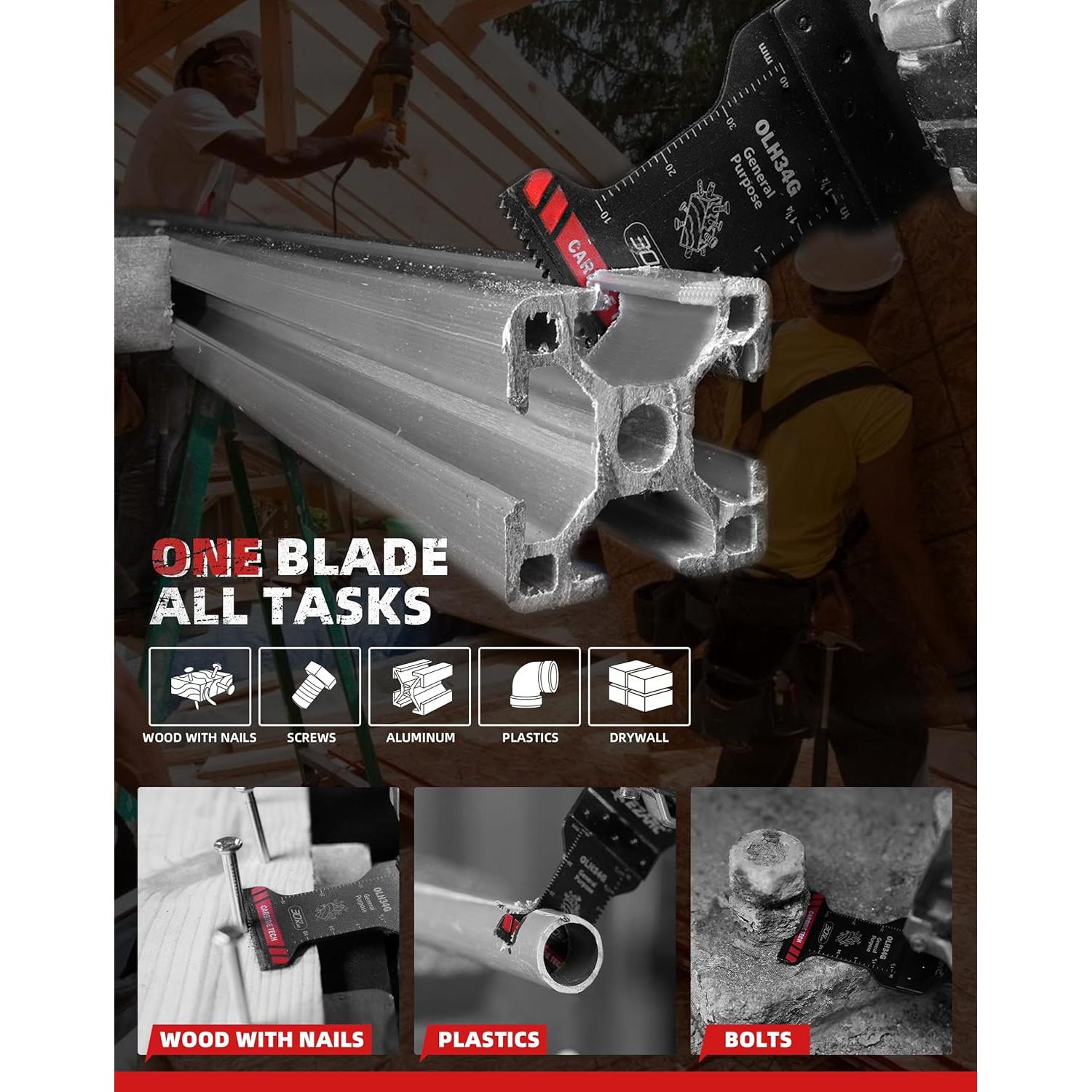 Cuchillas Oscilantes de Carburo EZARC 3 Piezas para Metal y Madera