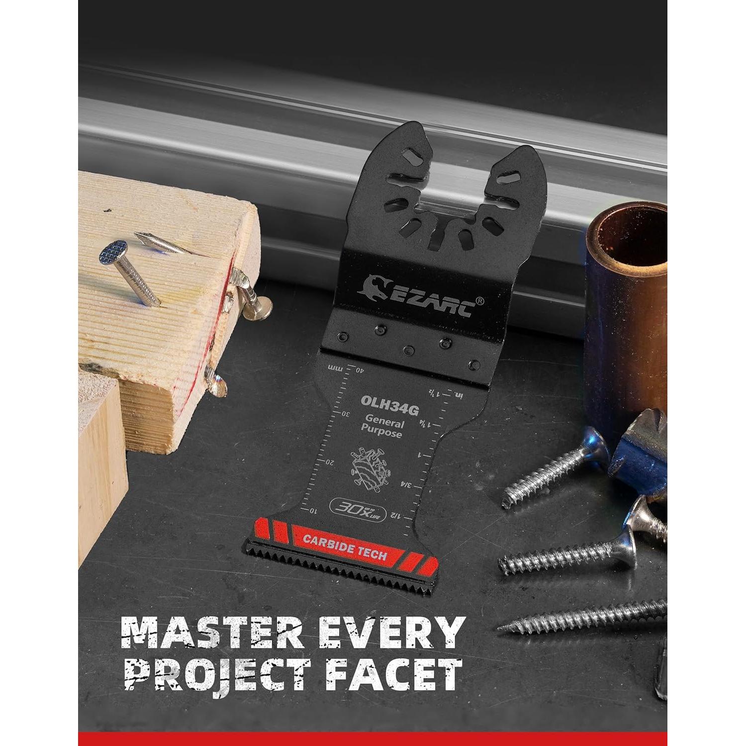 Cuchillas Oscilantes de Carburo EZARC 3 Piezas para Metal y Madera