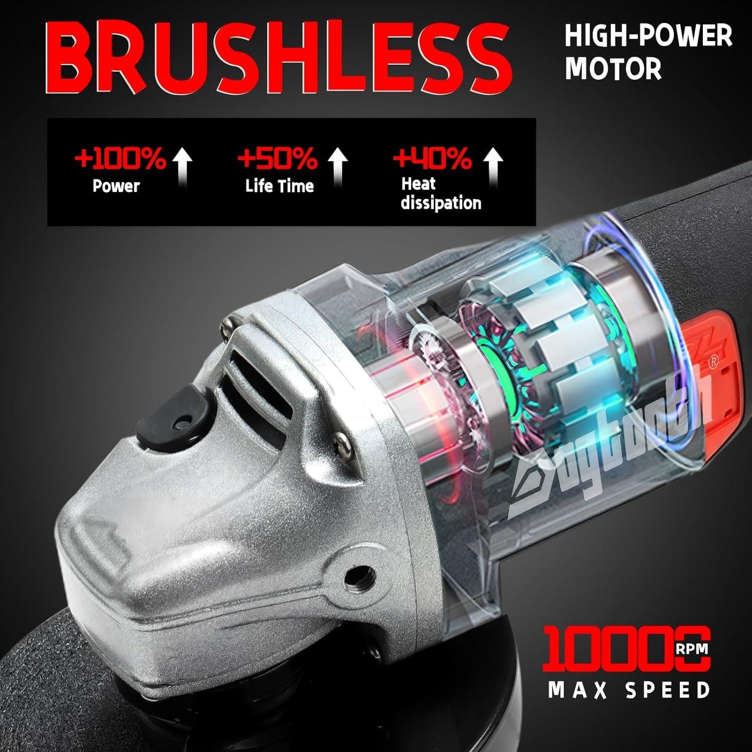 Amoladora Angular Inalámbrica DOGTOOTH 21V 4-1/2" Kit Completo