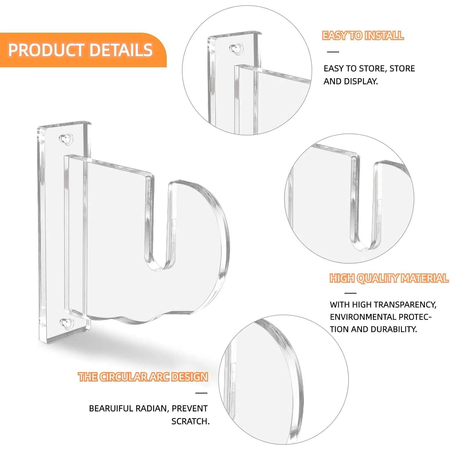 Soporte de Pared BiJun para Skateboard Acrílico Transparente