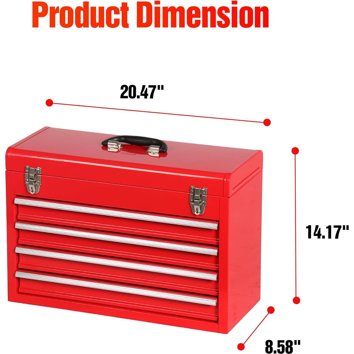 Caja de herramientas portátil TANKSTORM 4 cajones 52.3 cm roja