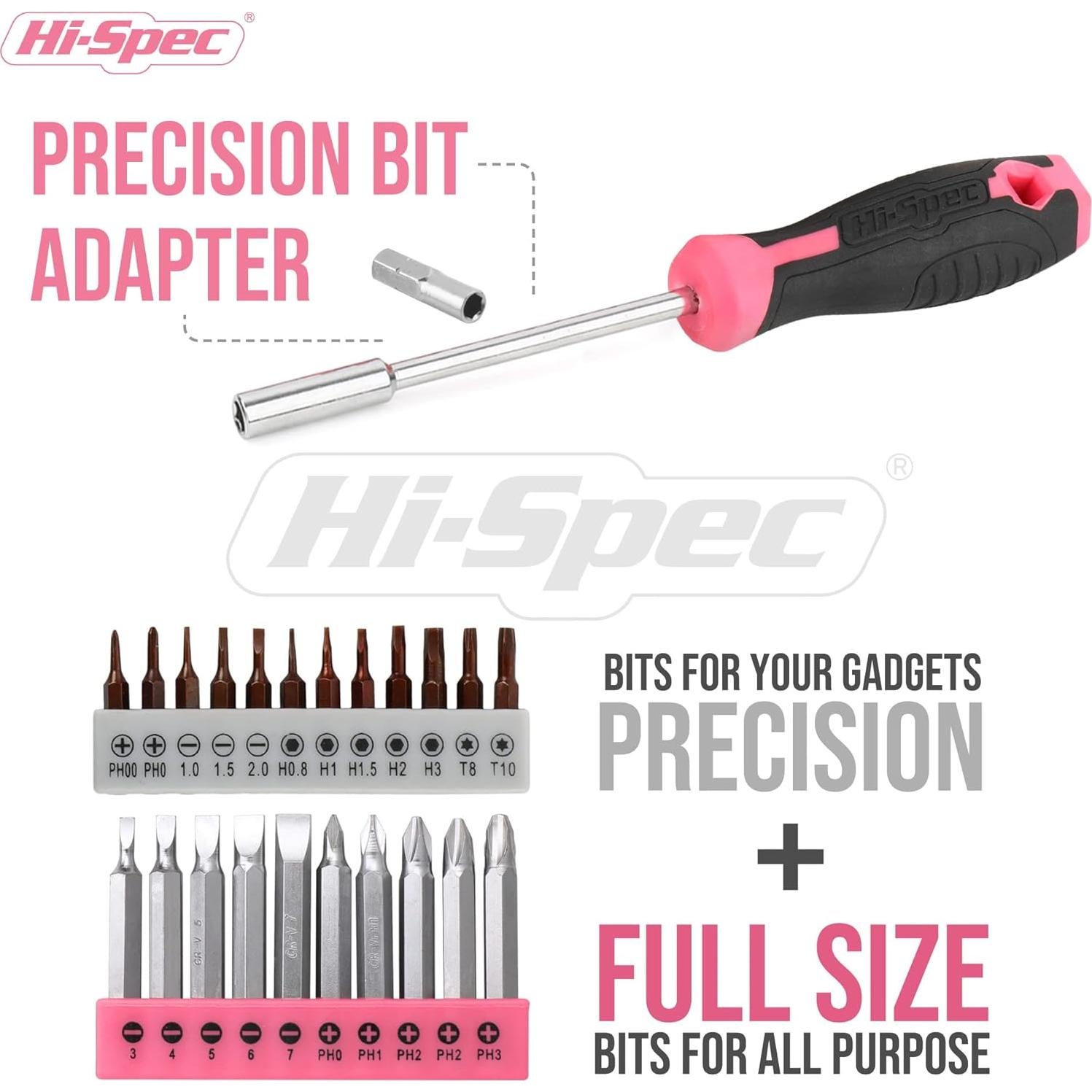 Kit de Herramientas Rosa Hi-Spec 58 Piezas con Taladro 8V