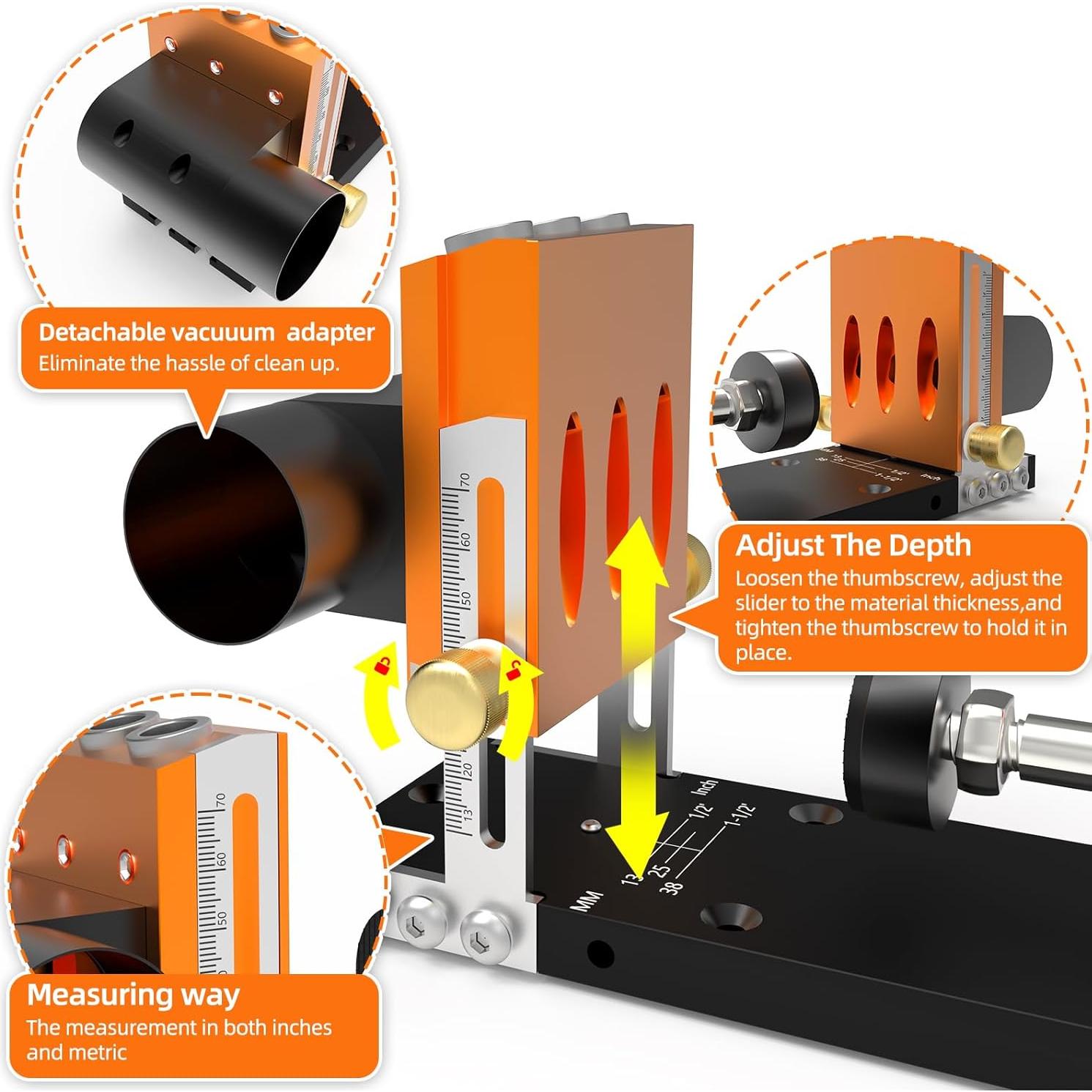 Kit de Plantilla de Agujeros Pocket HFM - 3 Herramientas de Perforación
