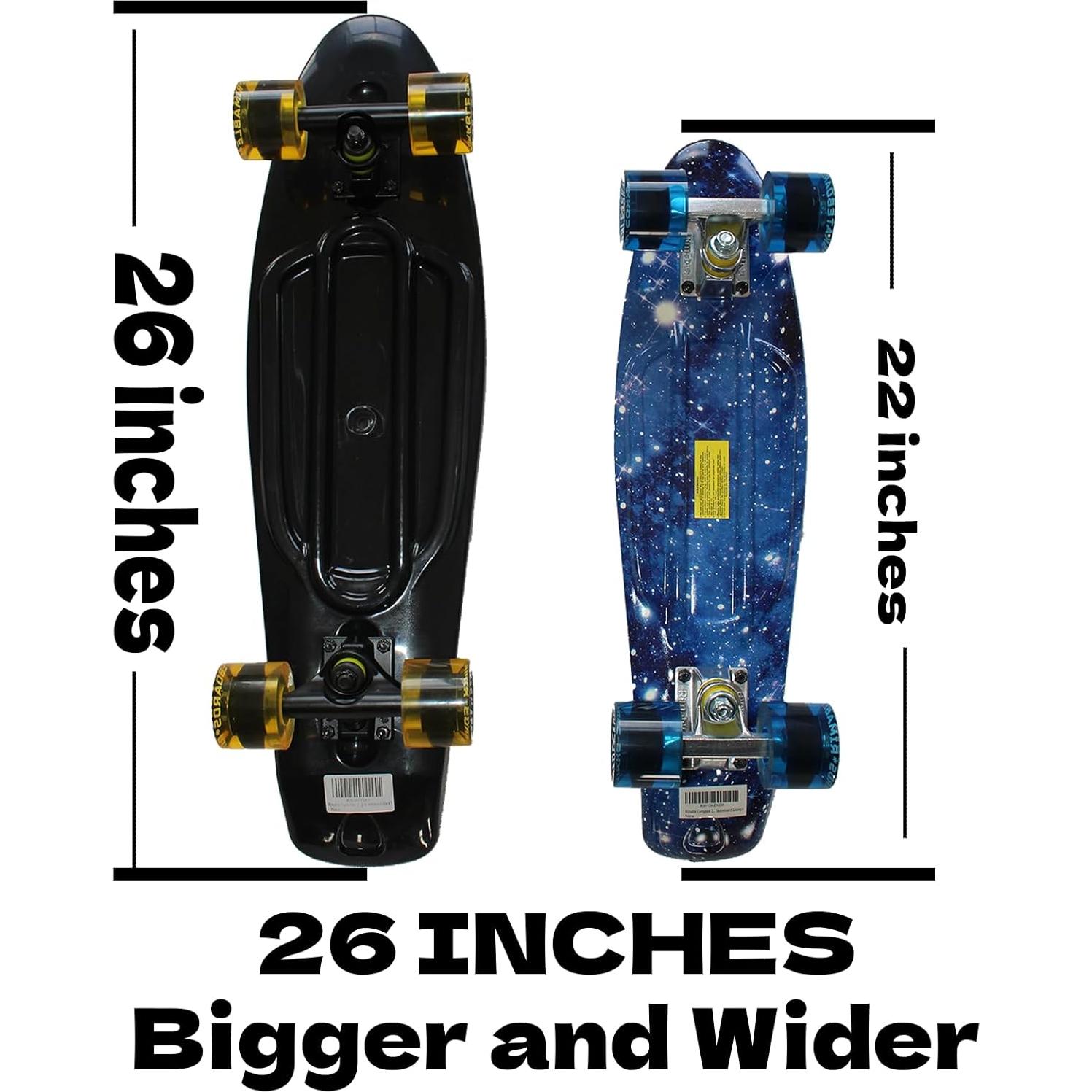 Skateboard Completo RIMABLE 26" para Principiantes Negro