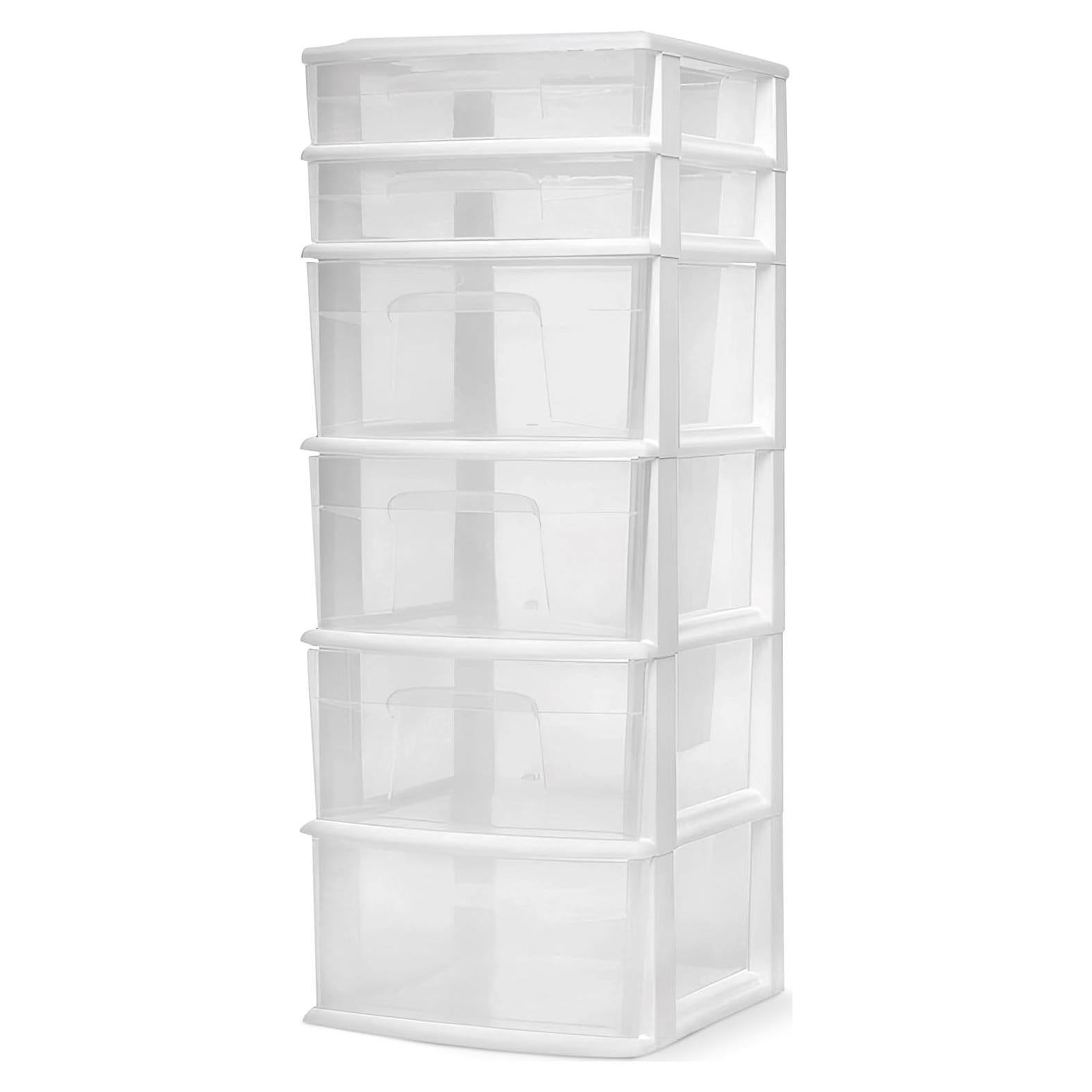 Carro Organizador HOMZ de 6 Cajones Plástico Transparente Blanco