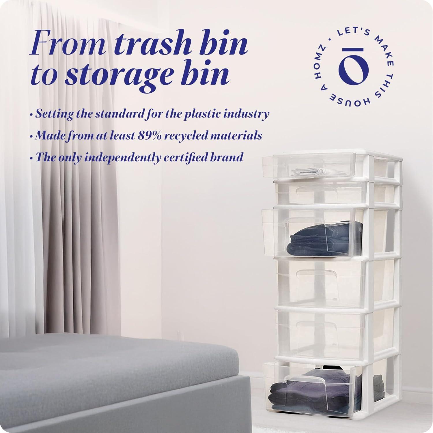 Carro Organizador HOMZ de 6 Cajones Plástico Transparente Blanco