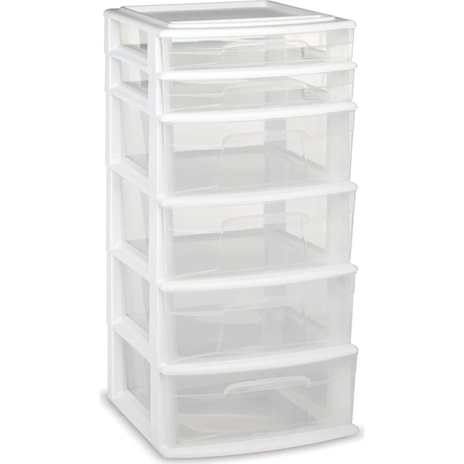 Carro Organizador HOMZ de 6 Cajones Plástico Transparente Blanco