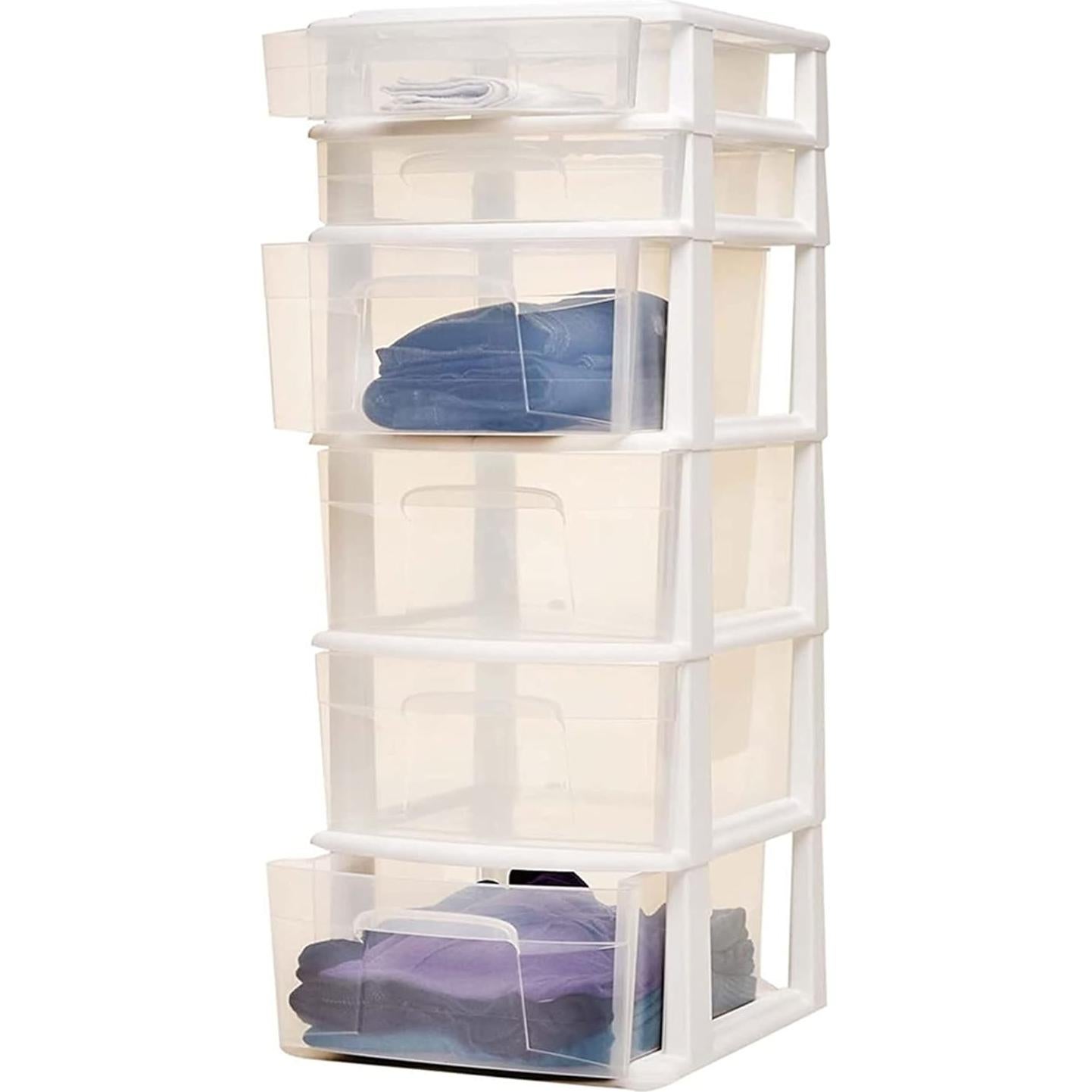 Carro Organizador HOMZ de 6 Cajones Plástico Transparente Blanco