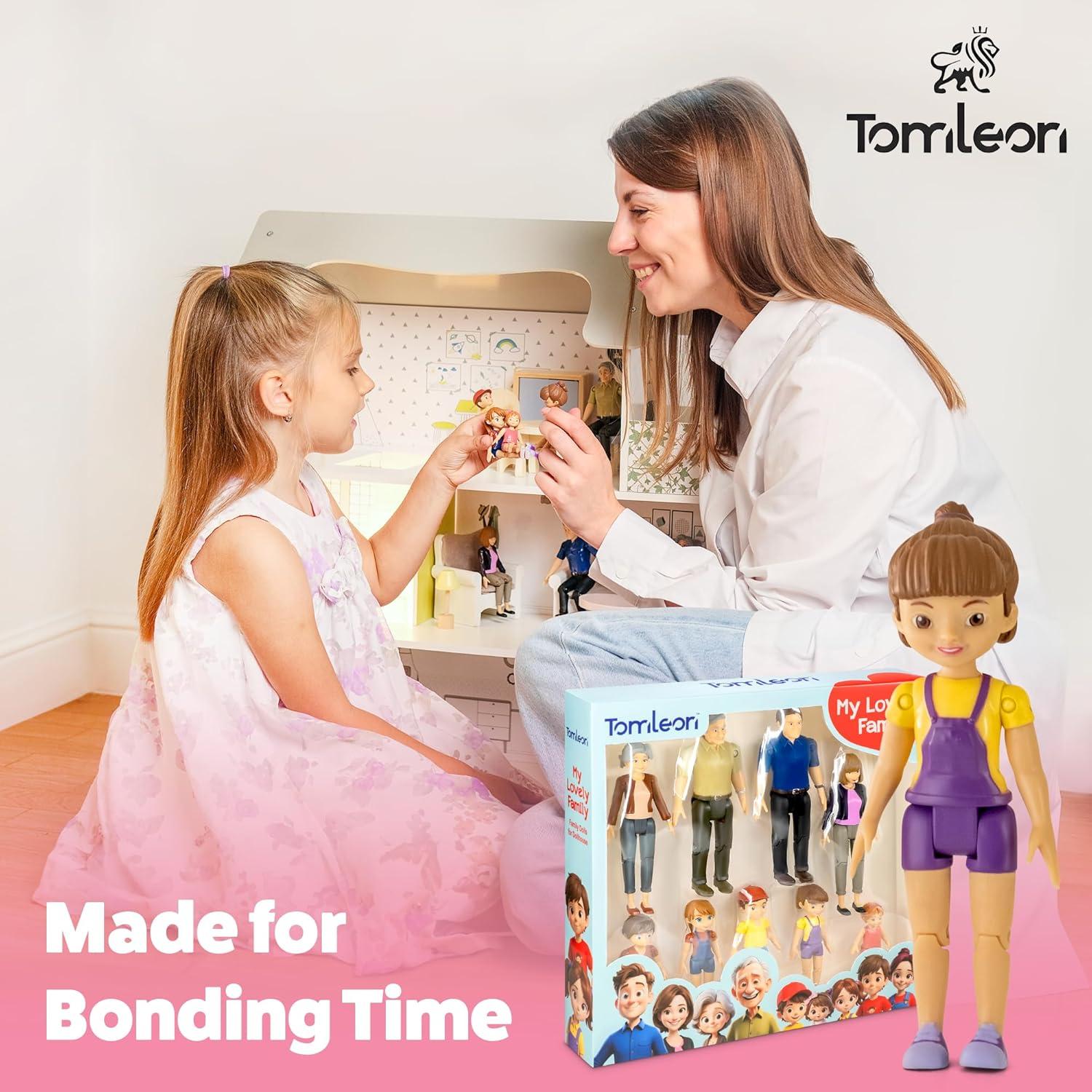 Juego de Figuras para Casa de Muñecas TOMLEON - 9 Personajes