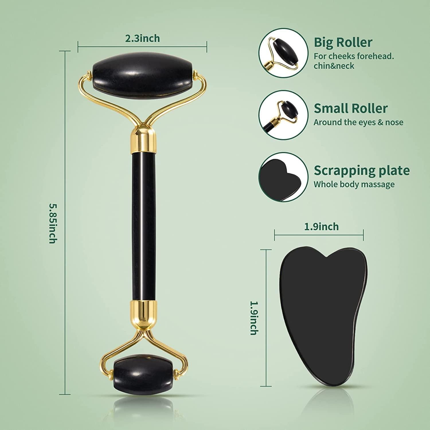 Juego de Rodillo de Jade y Gua Sha YLTNEUQER - Cuidado Facial