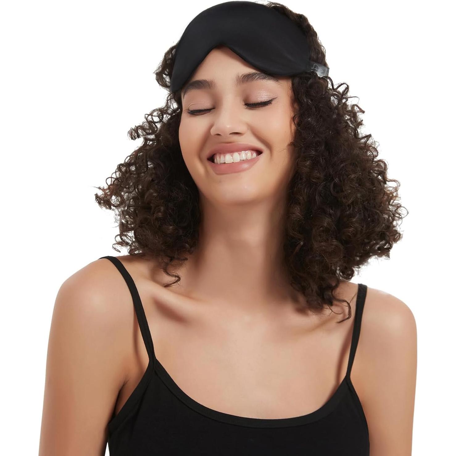 Máscara de Sueño Alaska Bear de Seda Negra, Lavable, Sin Presión