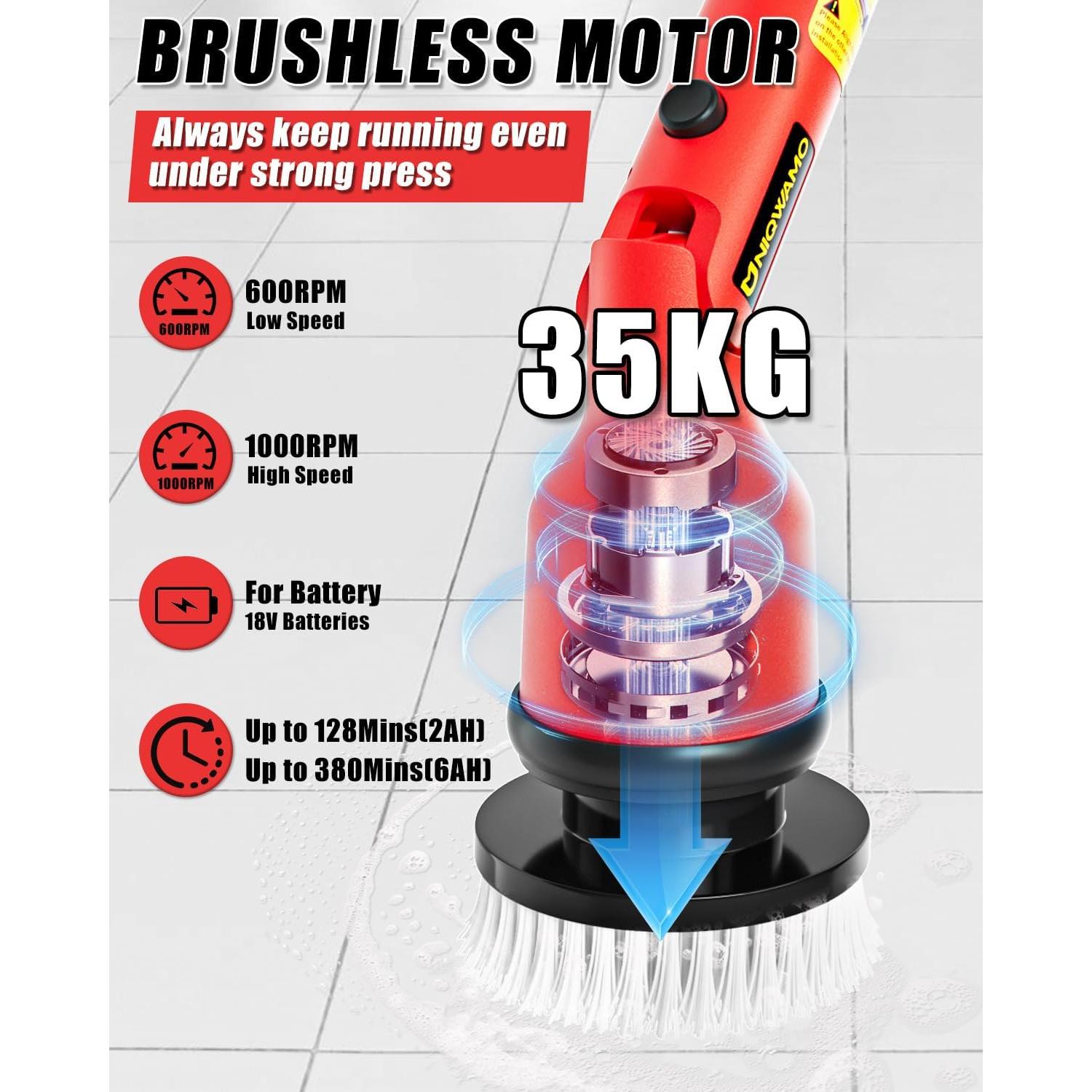 Cepillo Eléctrico Giratorio Uniqwamo 1000 RPM con Extensión 119 cm