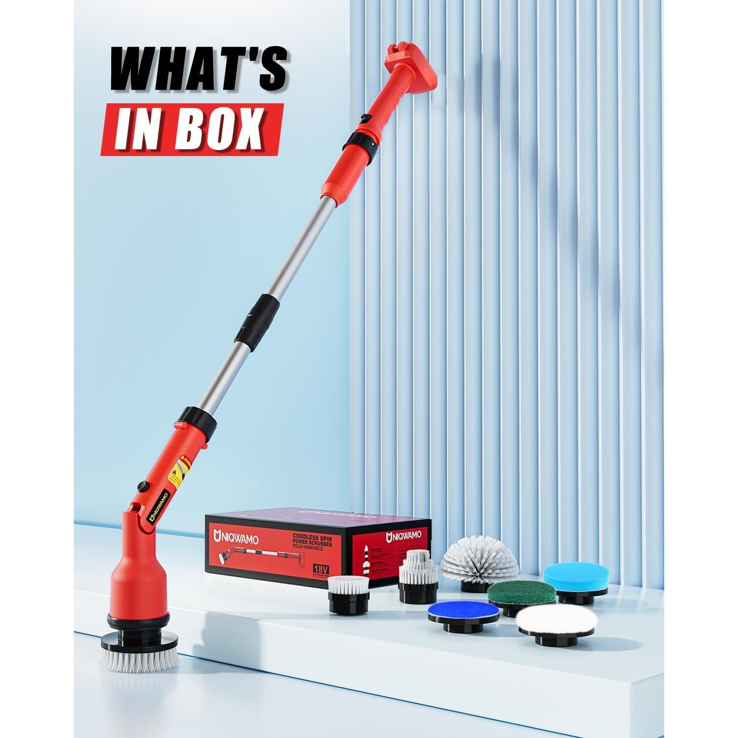 Cepillo Eléctrico Giratorio Uniqwamo 1000 RPM con Extensión 119 cm