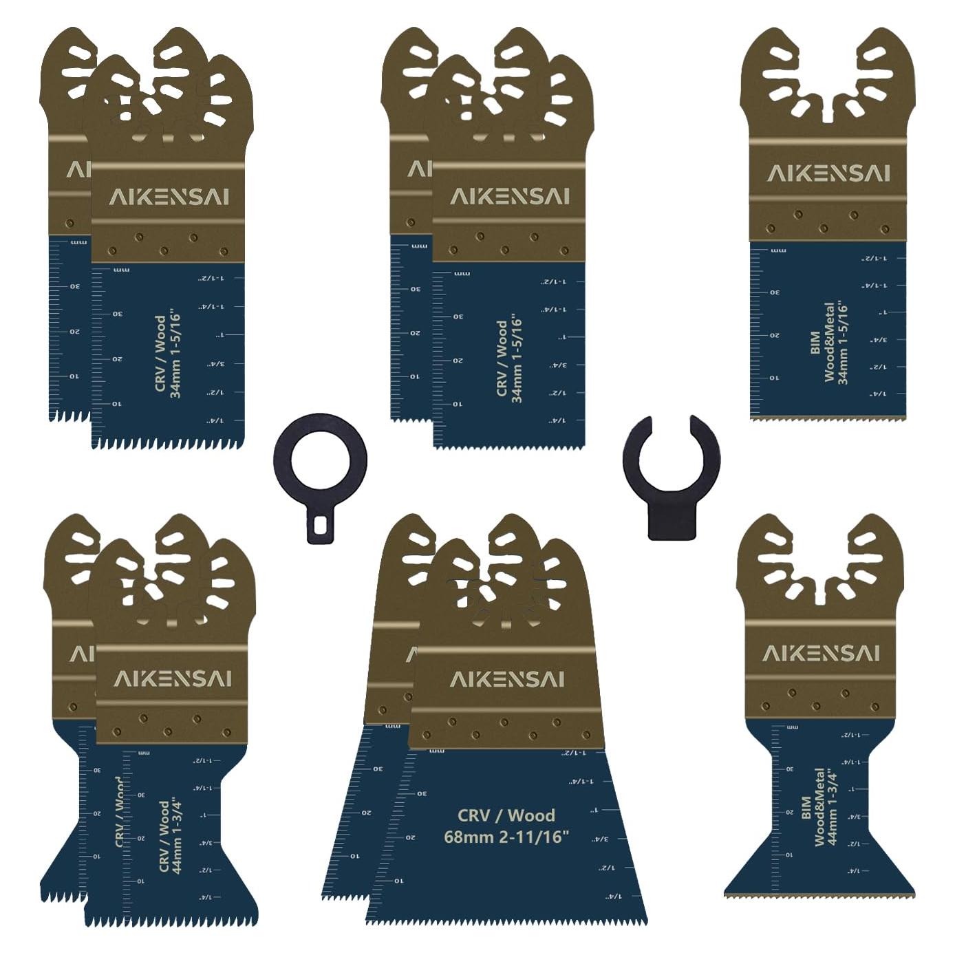 Juego de 12 Cuchillas Oscilantes AIKENSAI para Madera y Metal