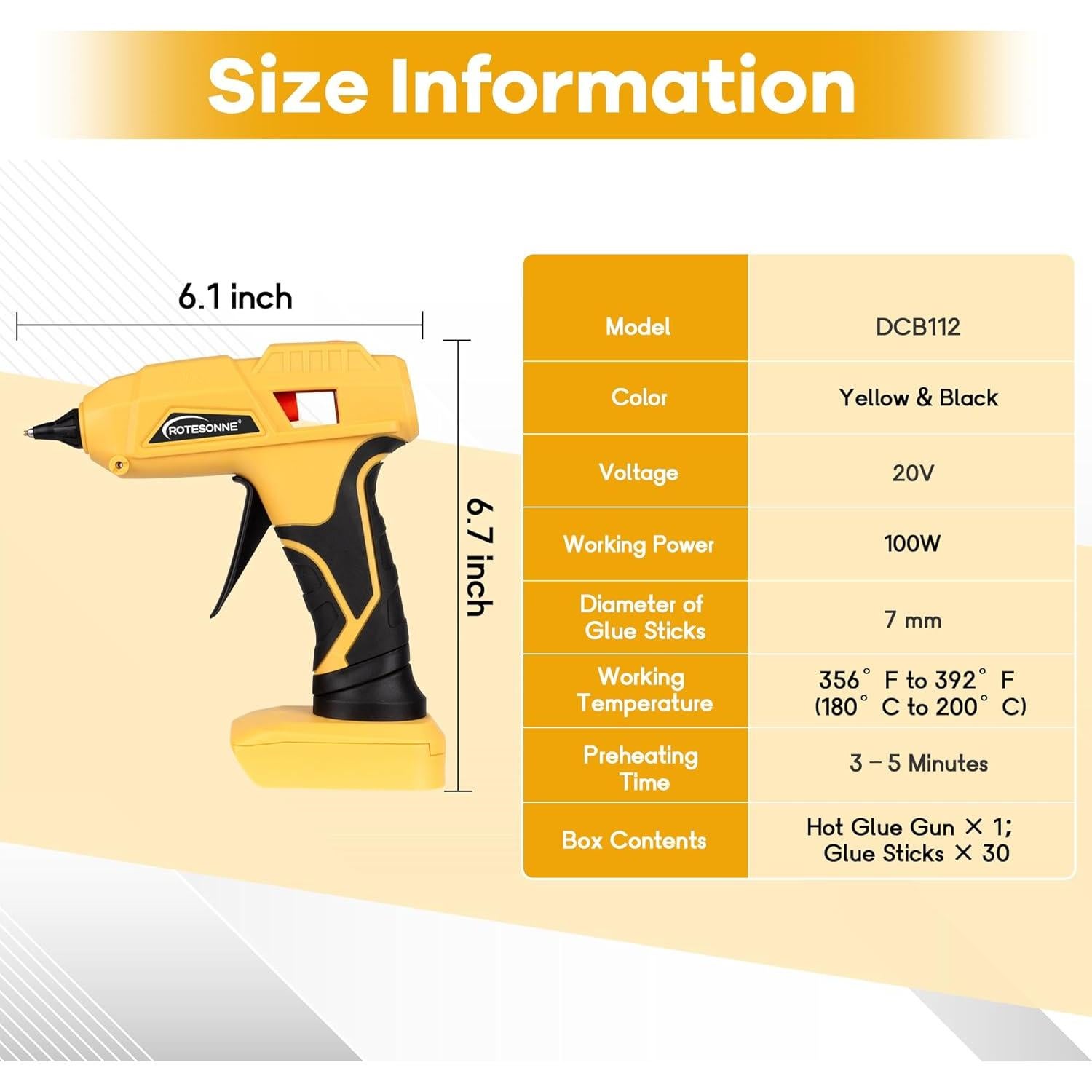 Pistola de Pegamento Caliente Inalámbrica ROTESONNE Mini 30 Palitos