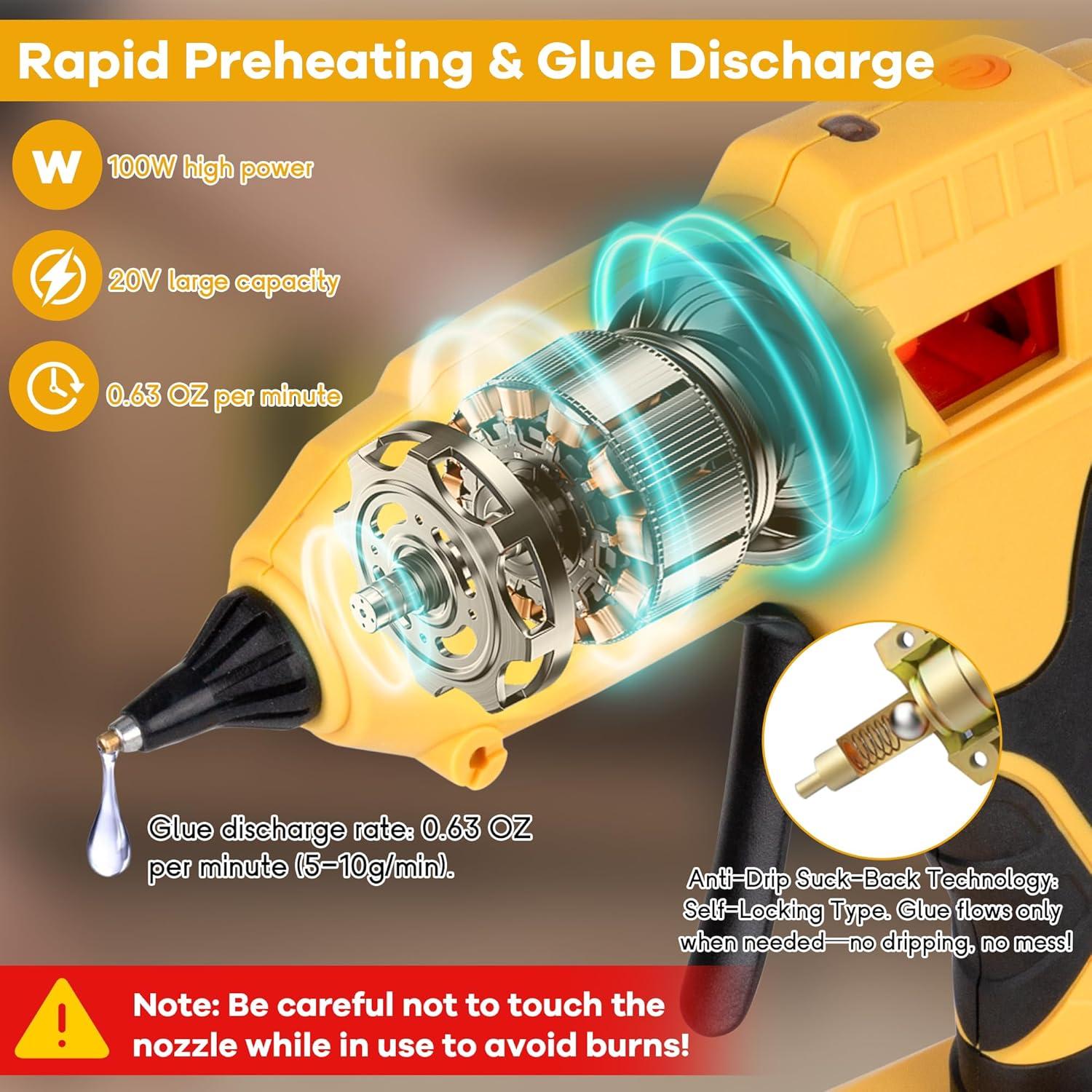 Pistola de Pegamento Caliente Inalámbrica ROTESONNE Mini 30 Palitos