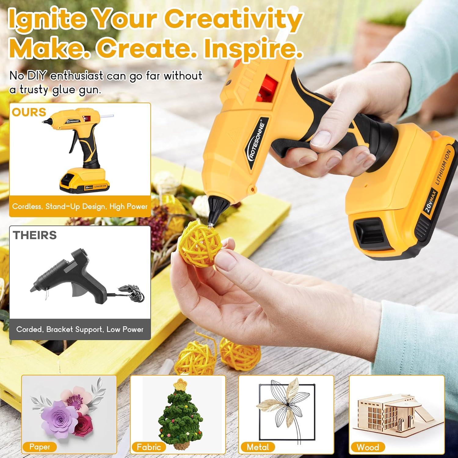 Pistola de Pegamento Caliente Inalámbrica ROTESONNE Mini 30 Palitos