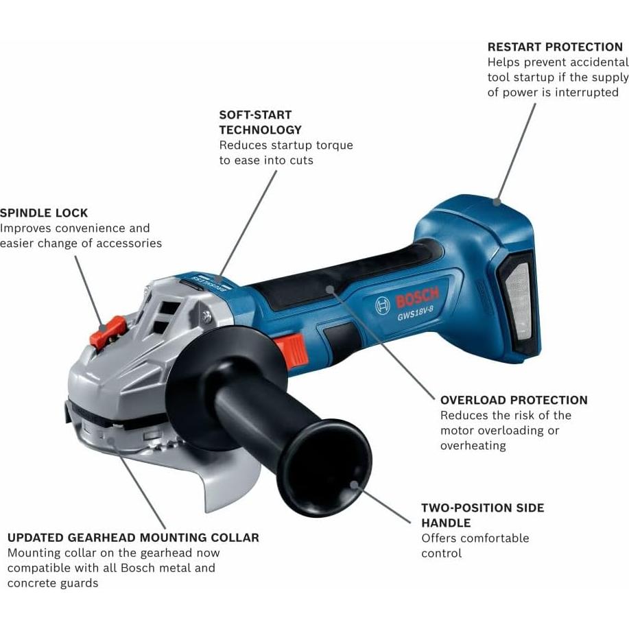 Amoladora Angular Bosch GWS18V-8B15 18V 4.5" con Batería 4Ah