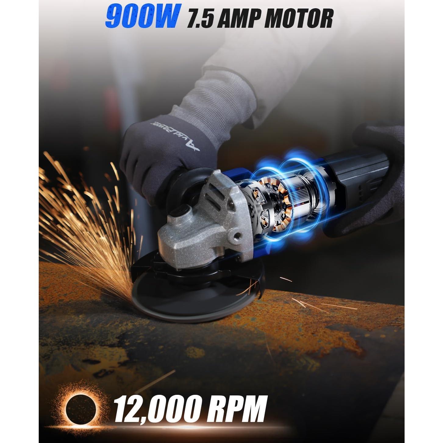 Amoladora Angular AVID POWER 900W 4.5" con Accesorios