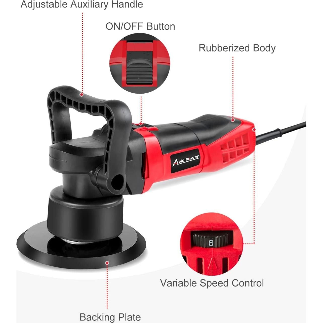 Pulidor Orbital Aleatorio AVID POWER 6" con 3 Almohadillas
