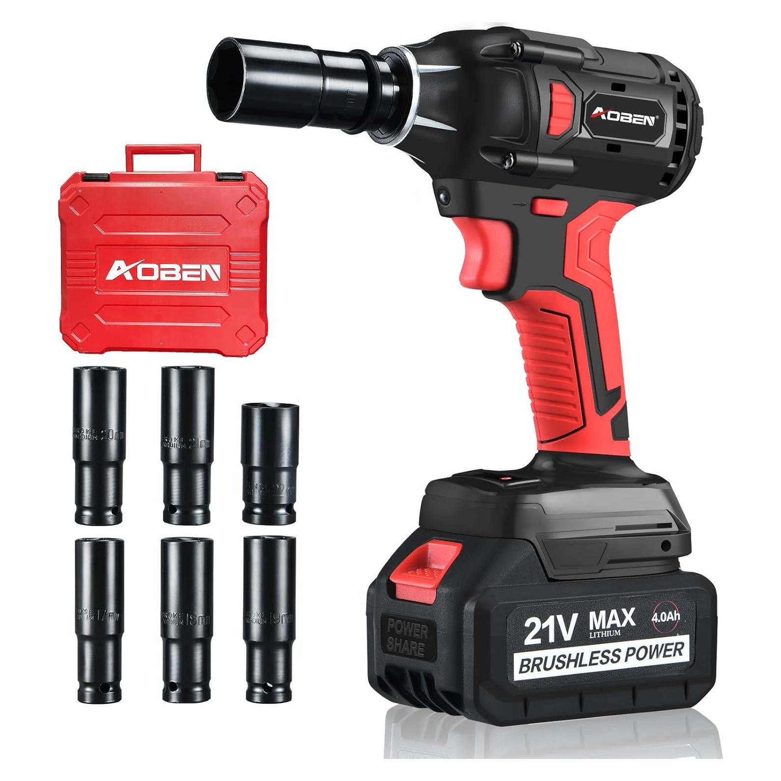 Llave de Impacto Inalámbrica AOBEN 21V 400N.m 3000rpm con Batería