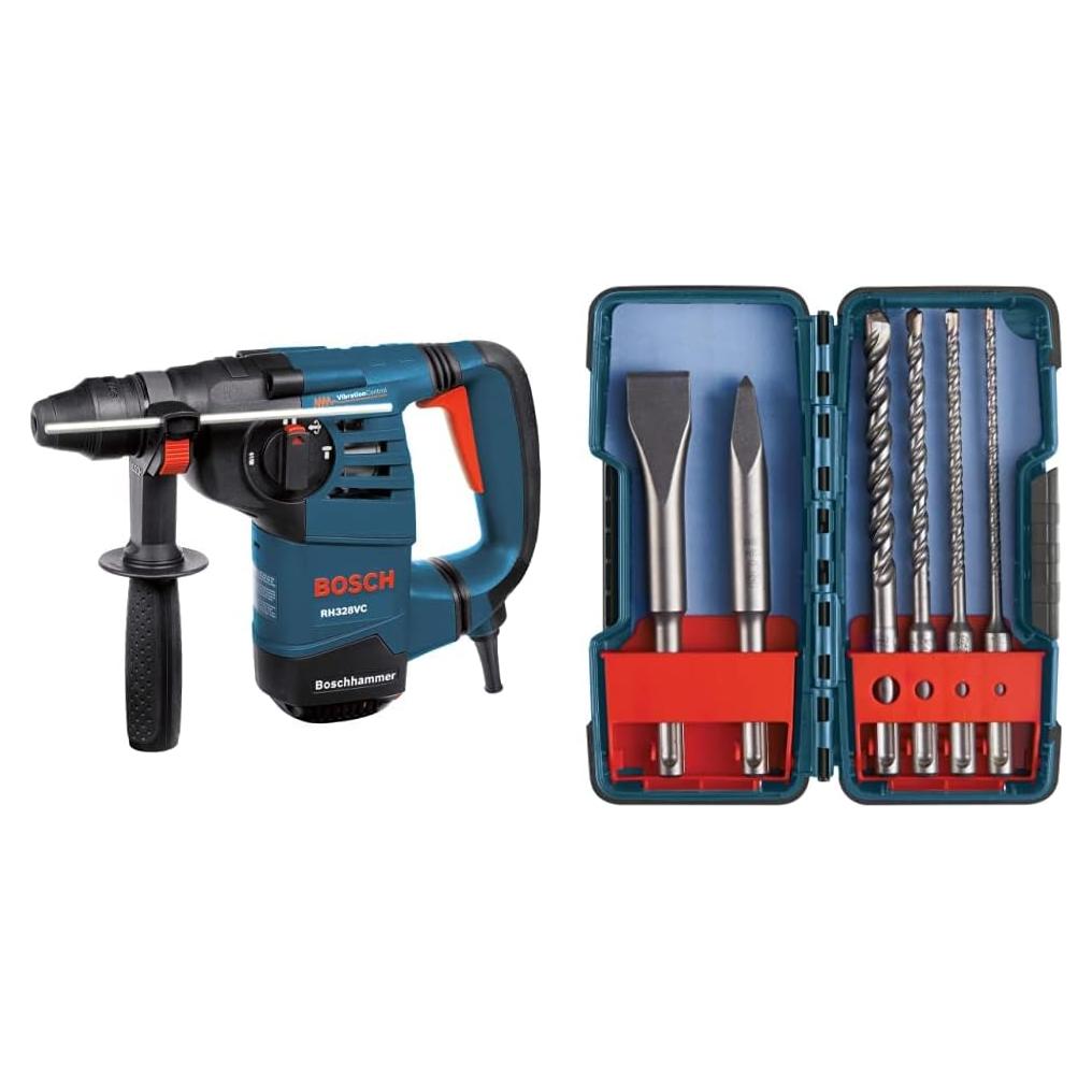 Martillo Rotativo Bosch RH328VC 850W con Brocas SDS-plus 6 Pzas