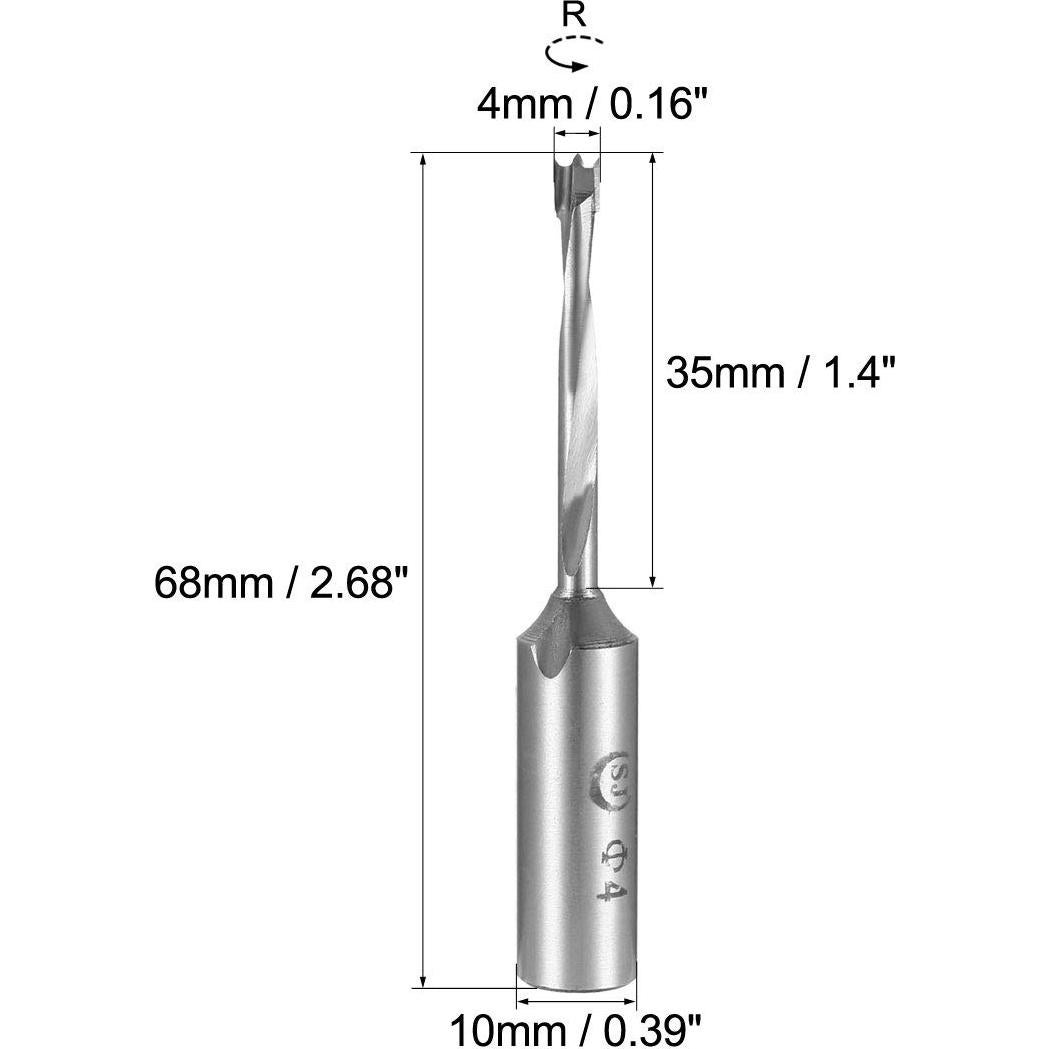Broca de Punta Brad uxcell 4mm x 68mm Carburo para Madera