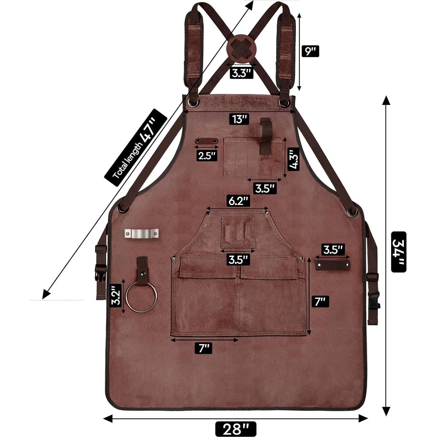 Delantal de Carpintería UUP Marrón 96.5x71.1cm 9 Bolsillos