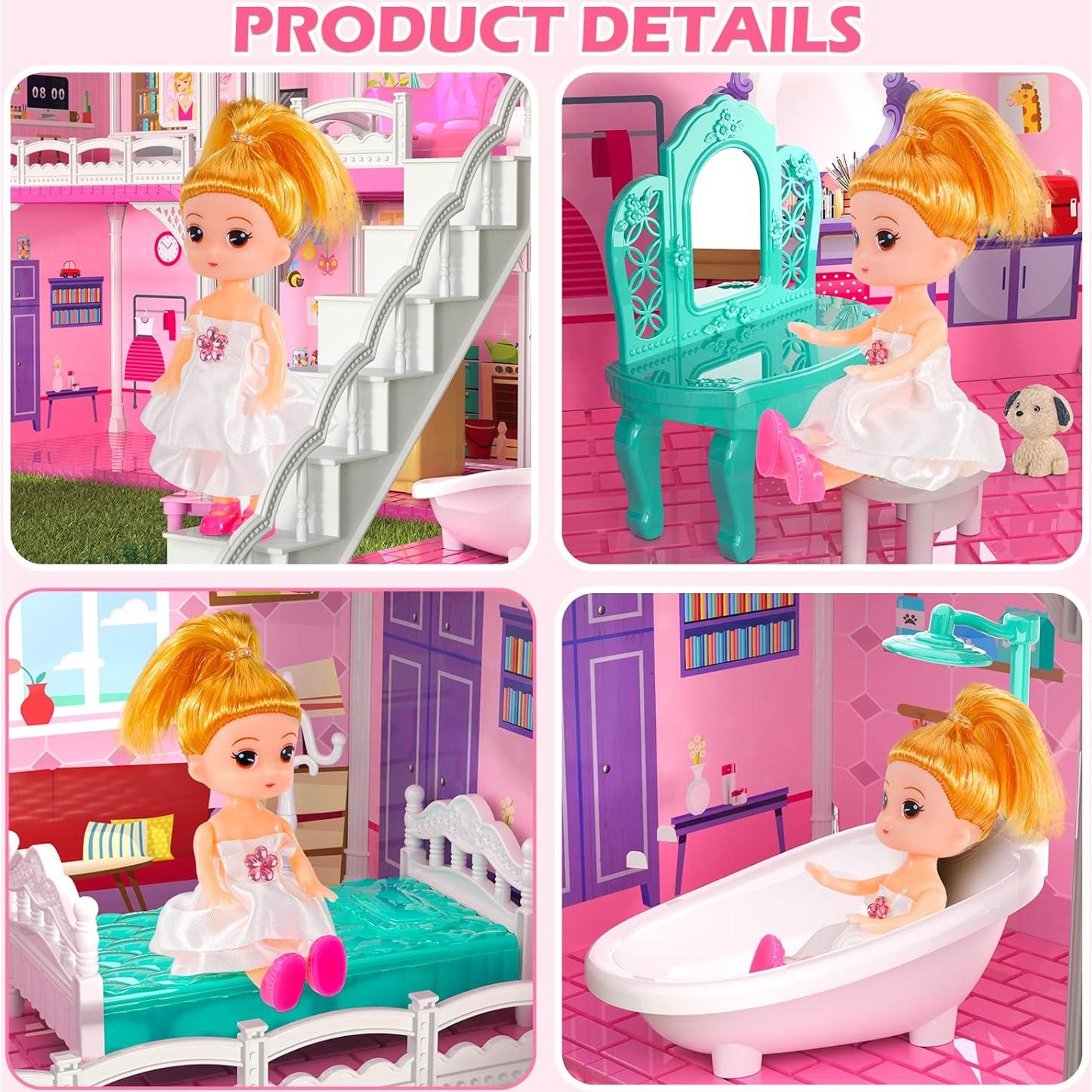 Casa de Muñecas Doloowee 4 Pisos 10 Habitaciones Juguete