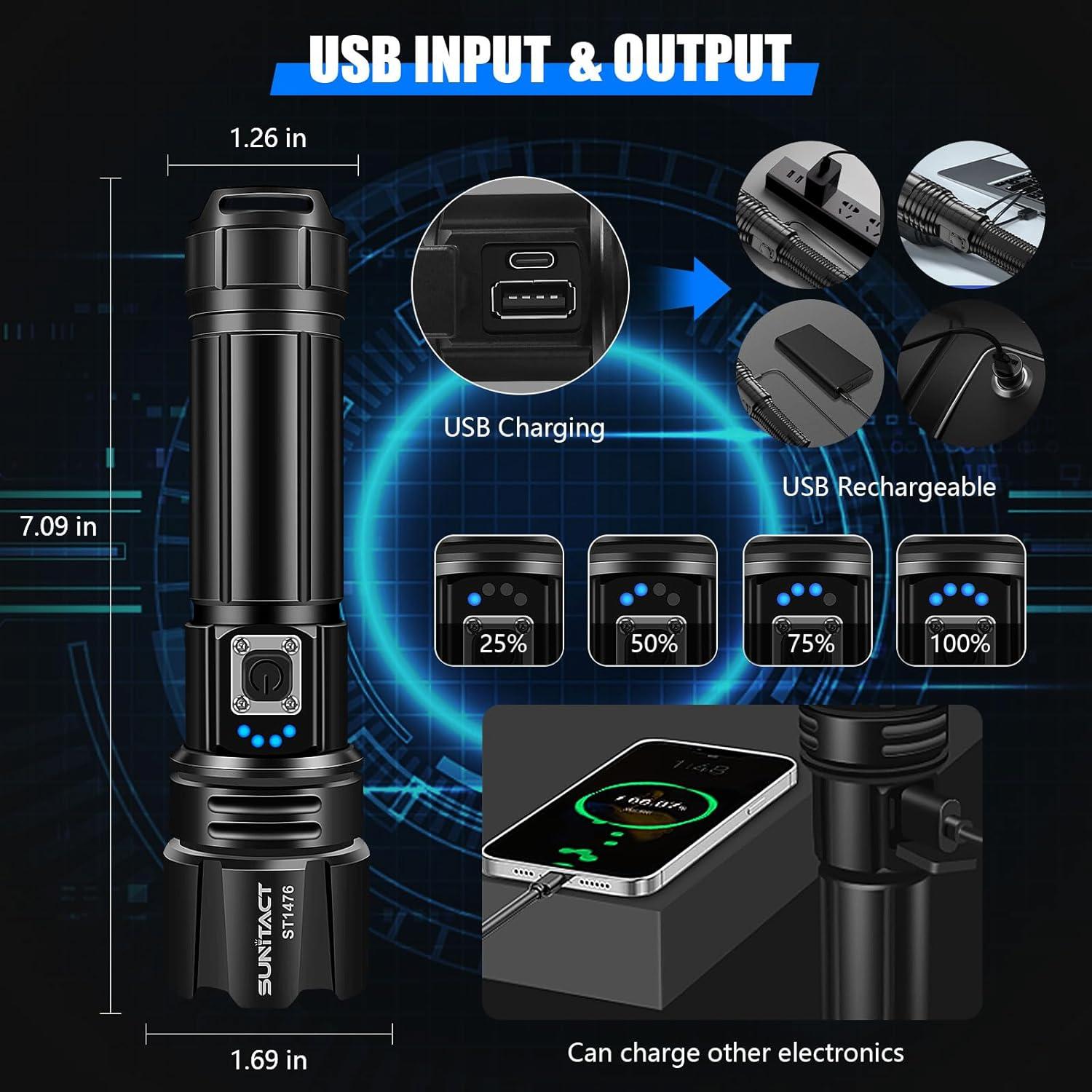 Linterna Recargable LED Sunitact ST1476 2000 Lúmenes IP67