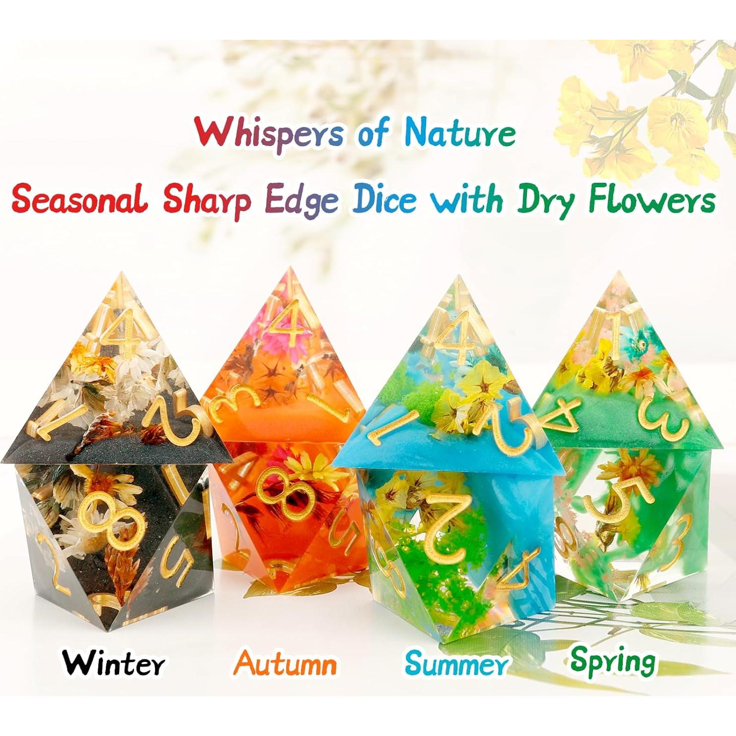 Conjunto de Dados Haxtec D&D de Resina Floral - 7 Piezas