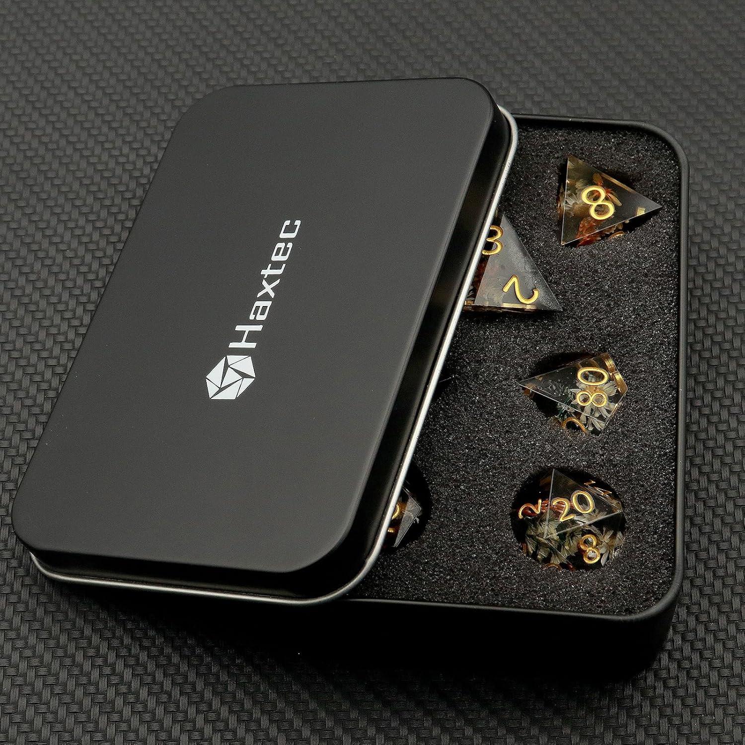 Conjunto de Dados Haxtec D&D de Resina Floral - 7 Piezas