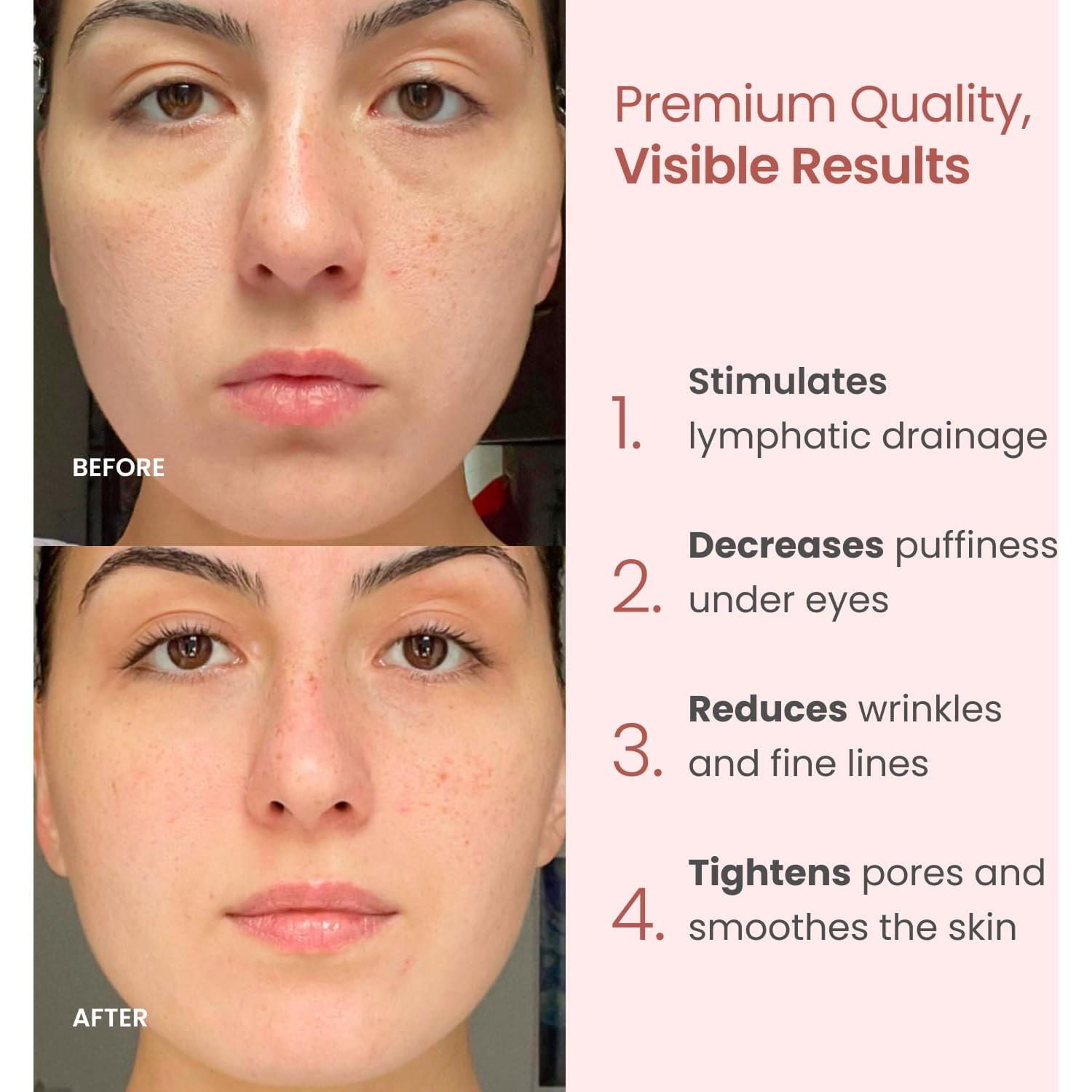 Rodillo Facial y Gua Sha de Cuarzo Rosa Plantifique 17cm